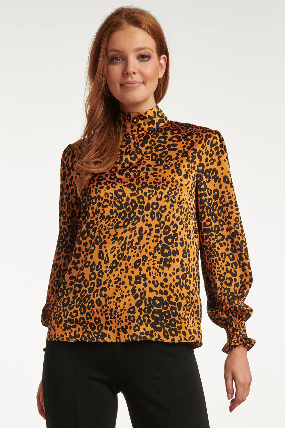 Smashed Lemon 23712-240-999 v-hals top met dierenprint in mosterdkleur