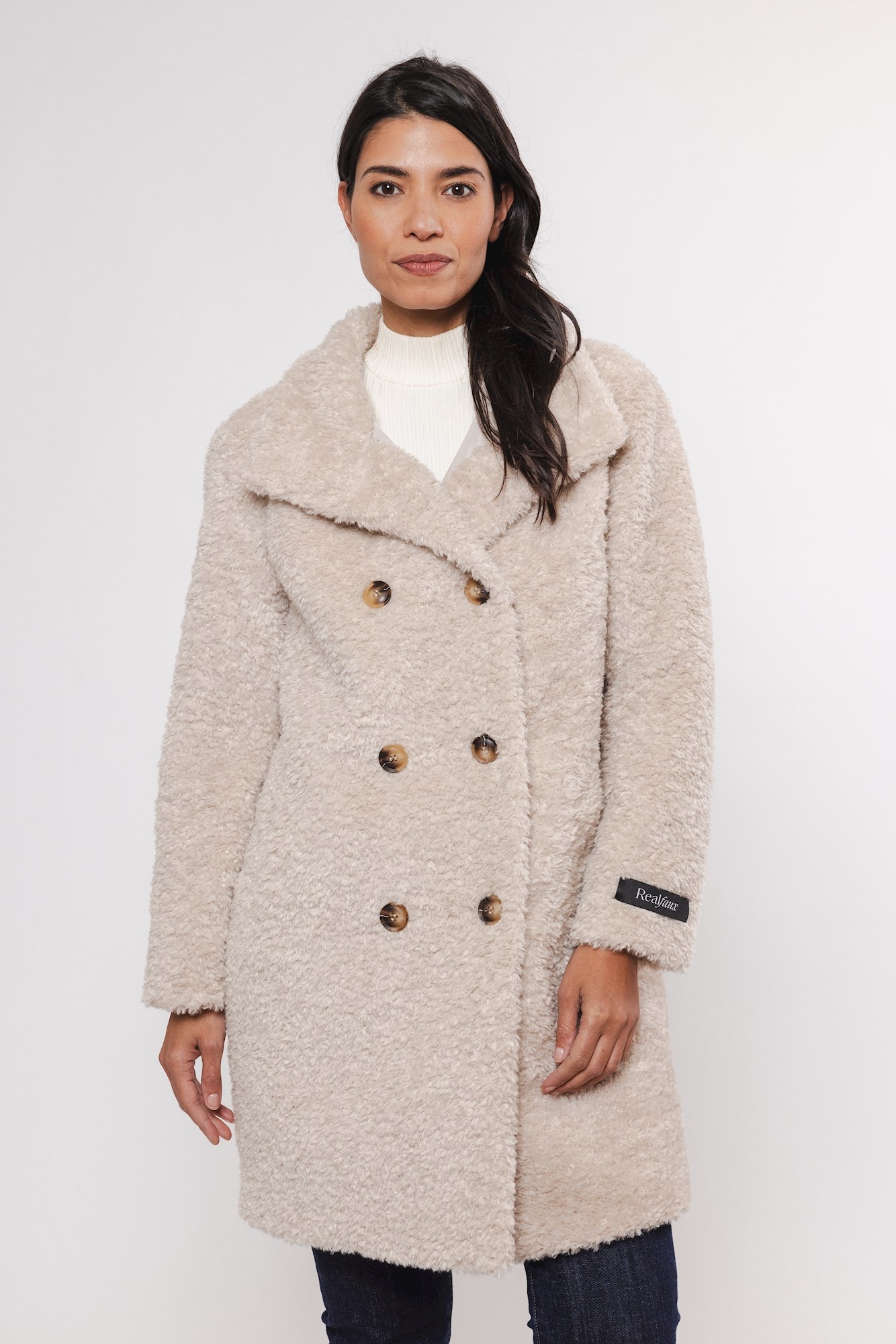 Afbeelding van Rino & Pelle Ena.7002412 ena mid long teddy coat birch