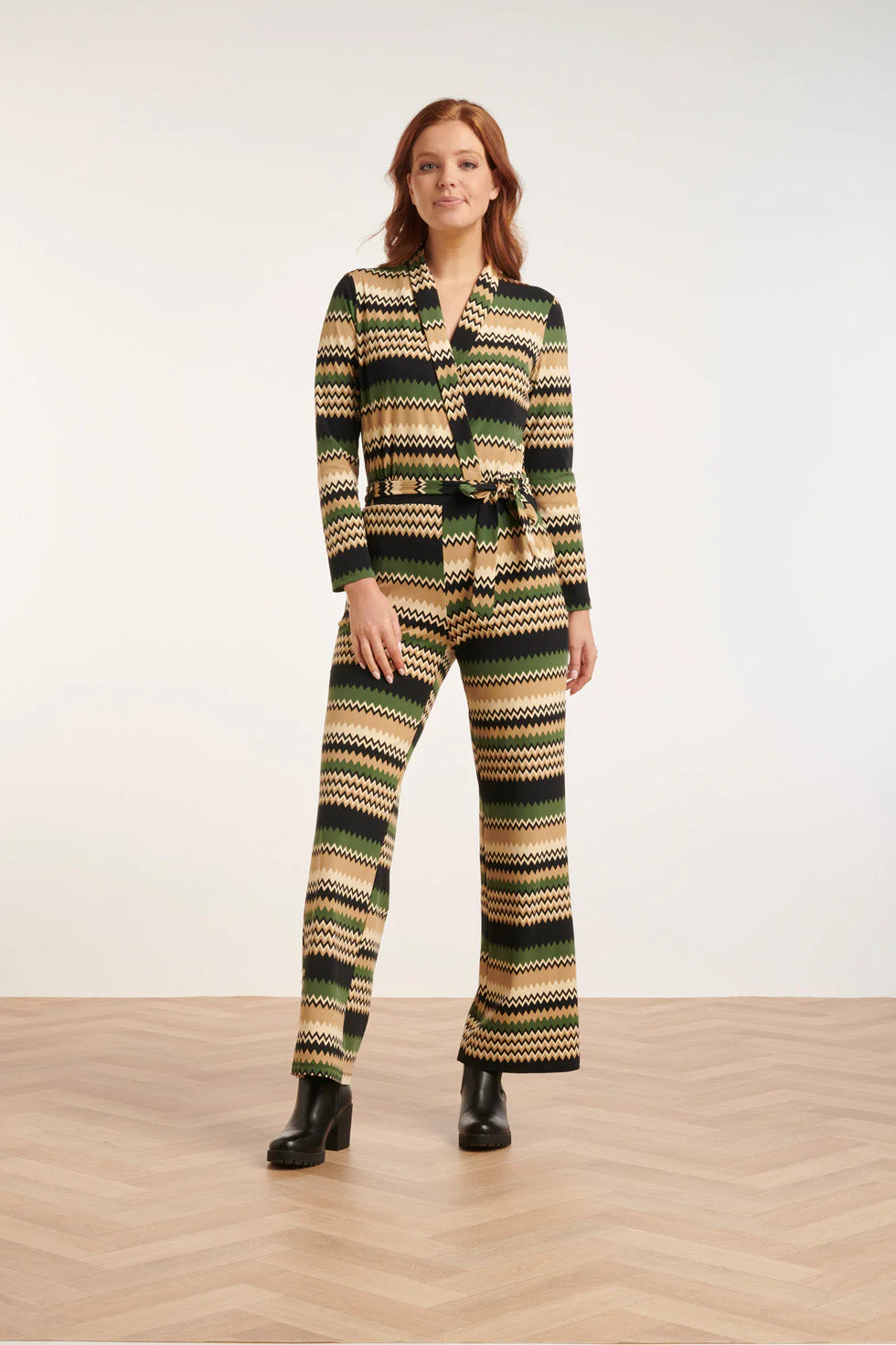 Smashed Lemon 24731 zigzag print travel kwaliteit jumpsuit