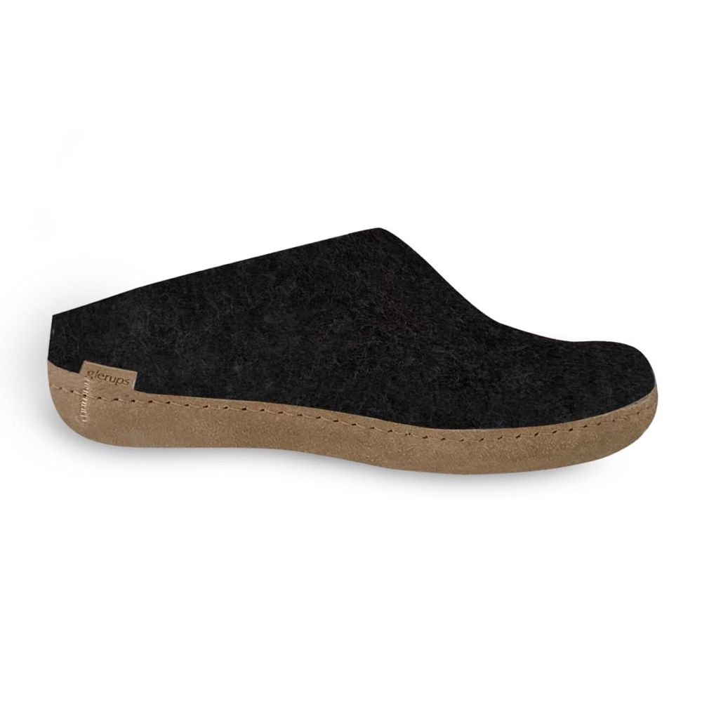 Glerups Slip-on leather sole b 02-charcoal