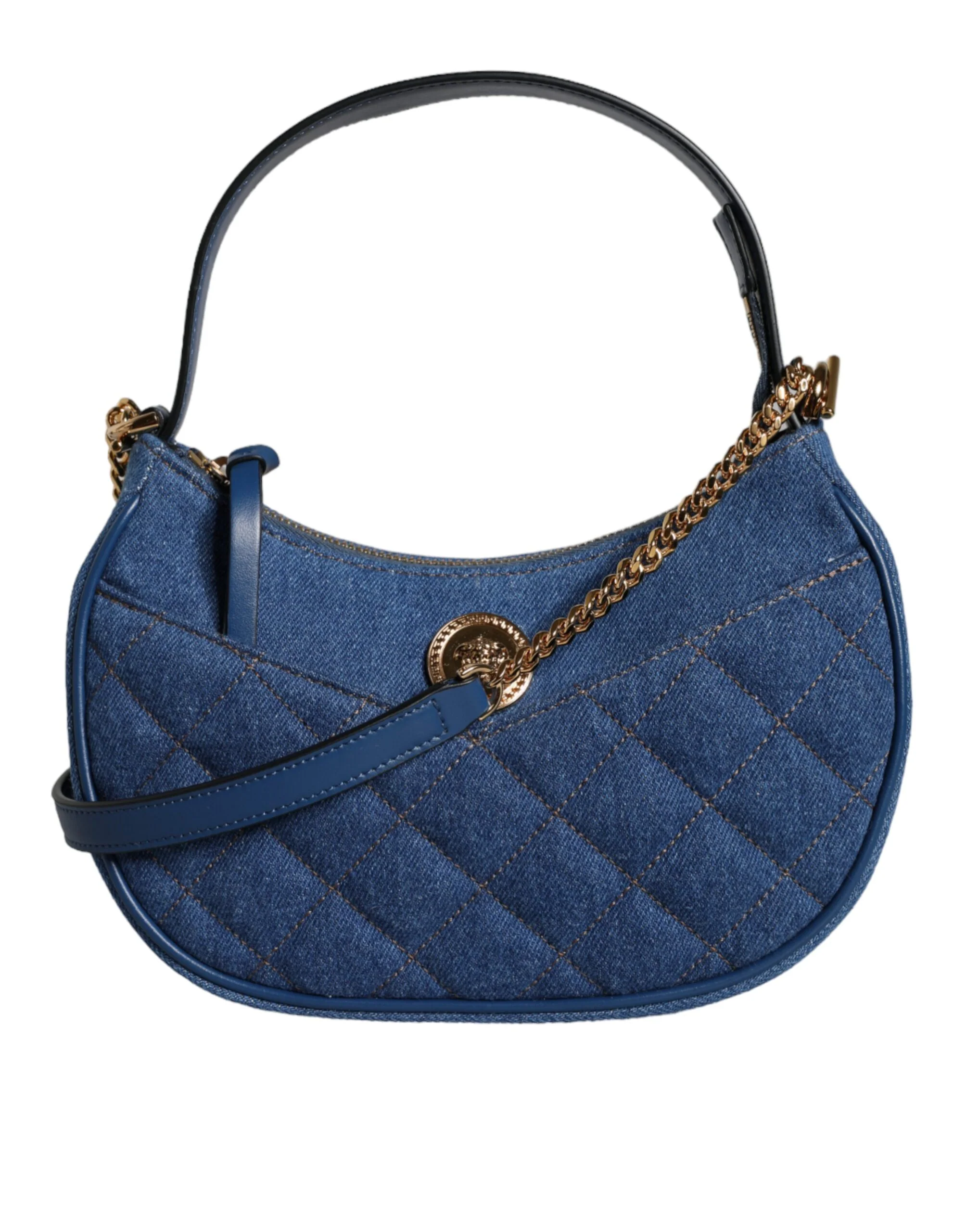 Versace Blauw denim schoudertas