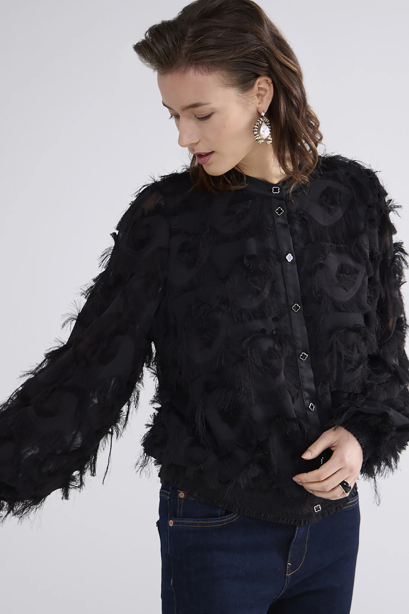 Summum 2s3189-12066 blouse fringe fluffy