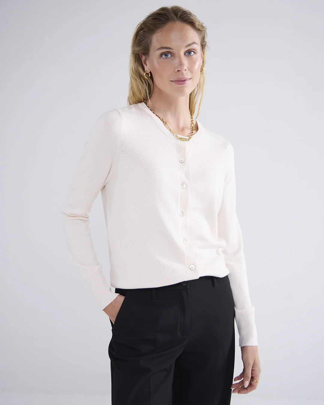 Summum Bordeaux-7980 122 short cardigan soft viscose polyamide knit (7s5865) ivory