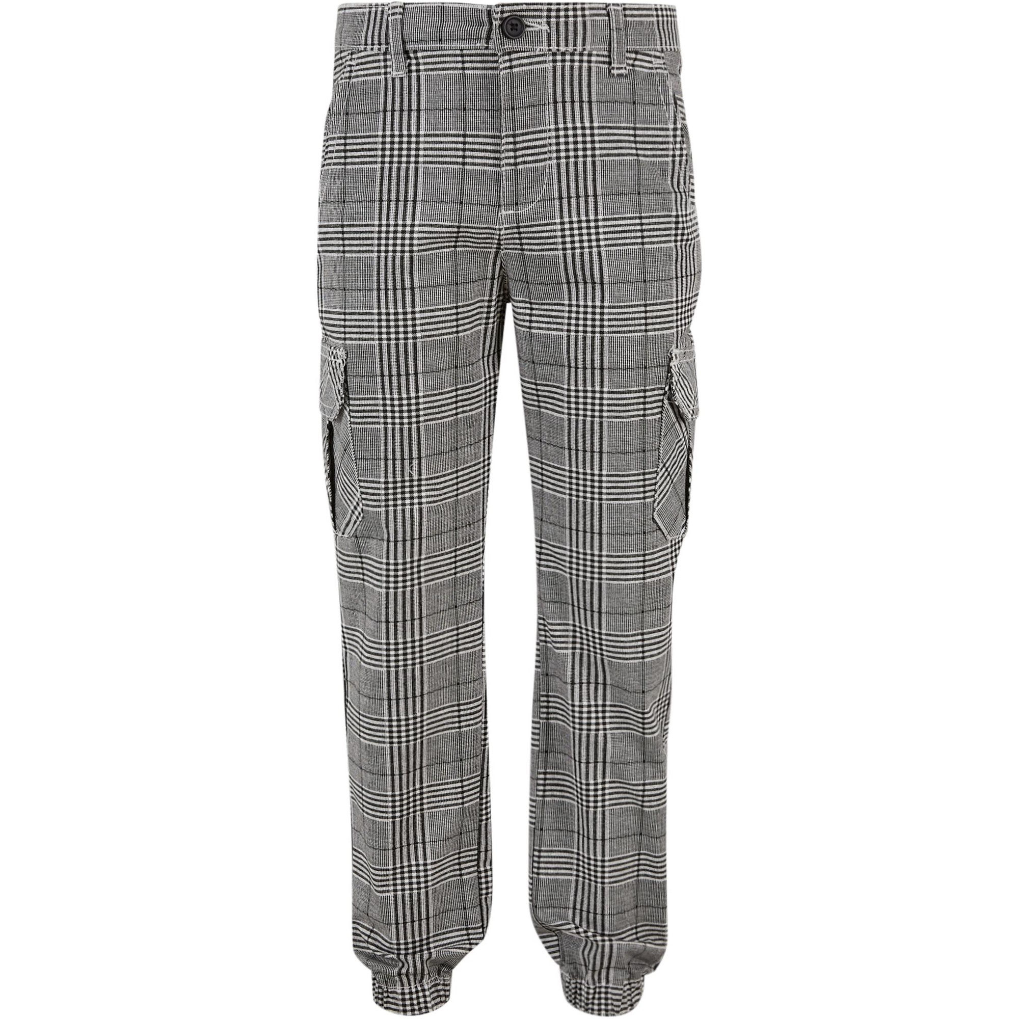 Urban Classics Jongens glen plaid cargo joggingbroek met all-over print