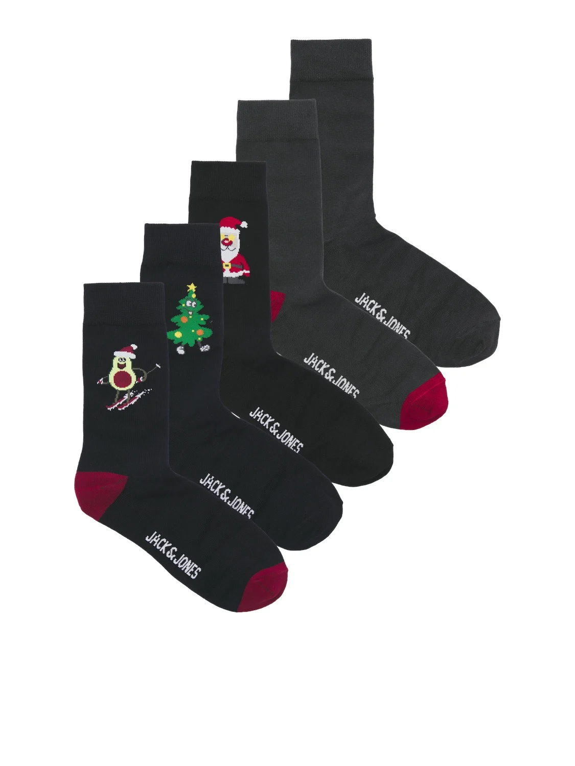 Jack & Jones Heren kerst sokken jacxmas 5-pack giftbox