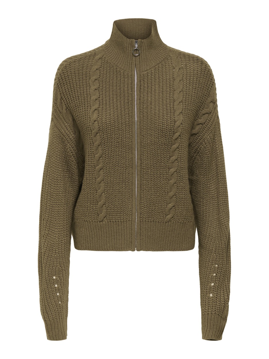 Afbeelding van Jacqueline de Yong Jdyjusty ice ls short zip cardigan taupe