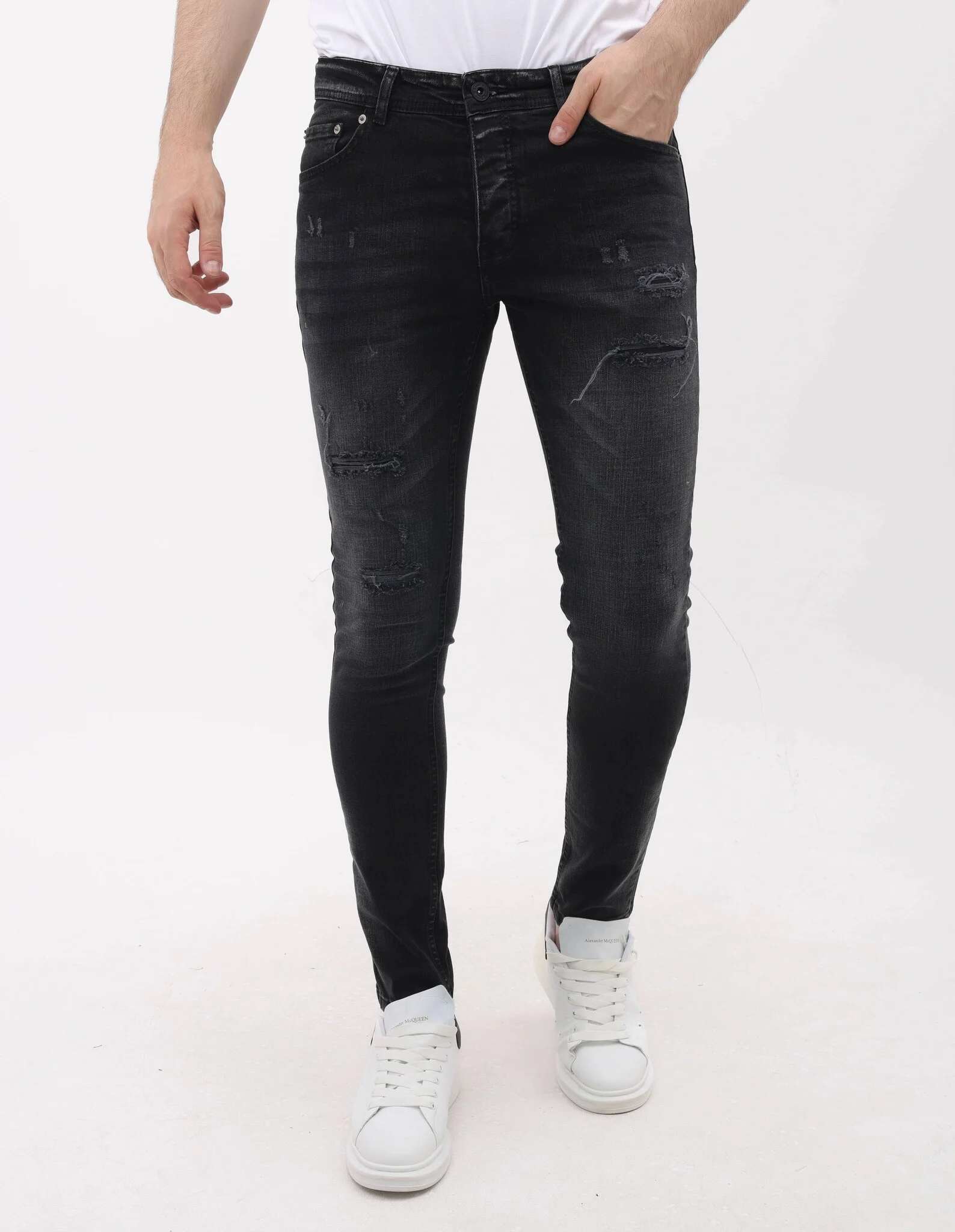 Mario Morato Jeans met scheuren slim fit mm