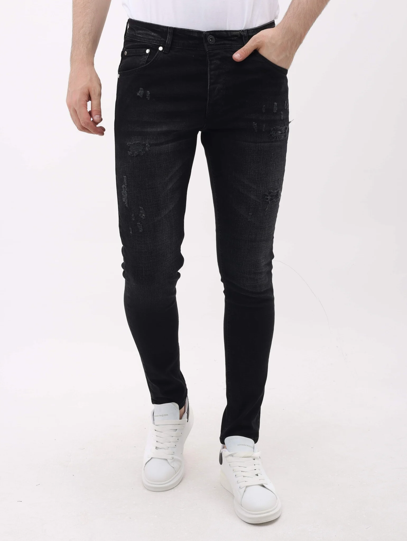 Mario Morato Spijkerbroek met scheuren slim fit mm