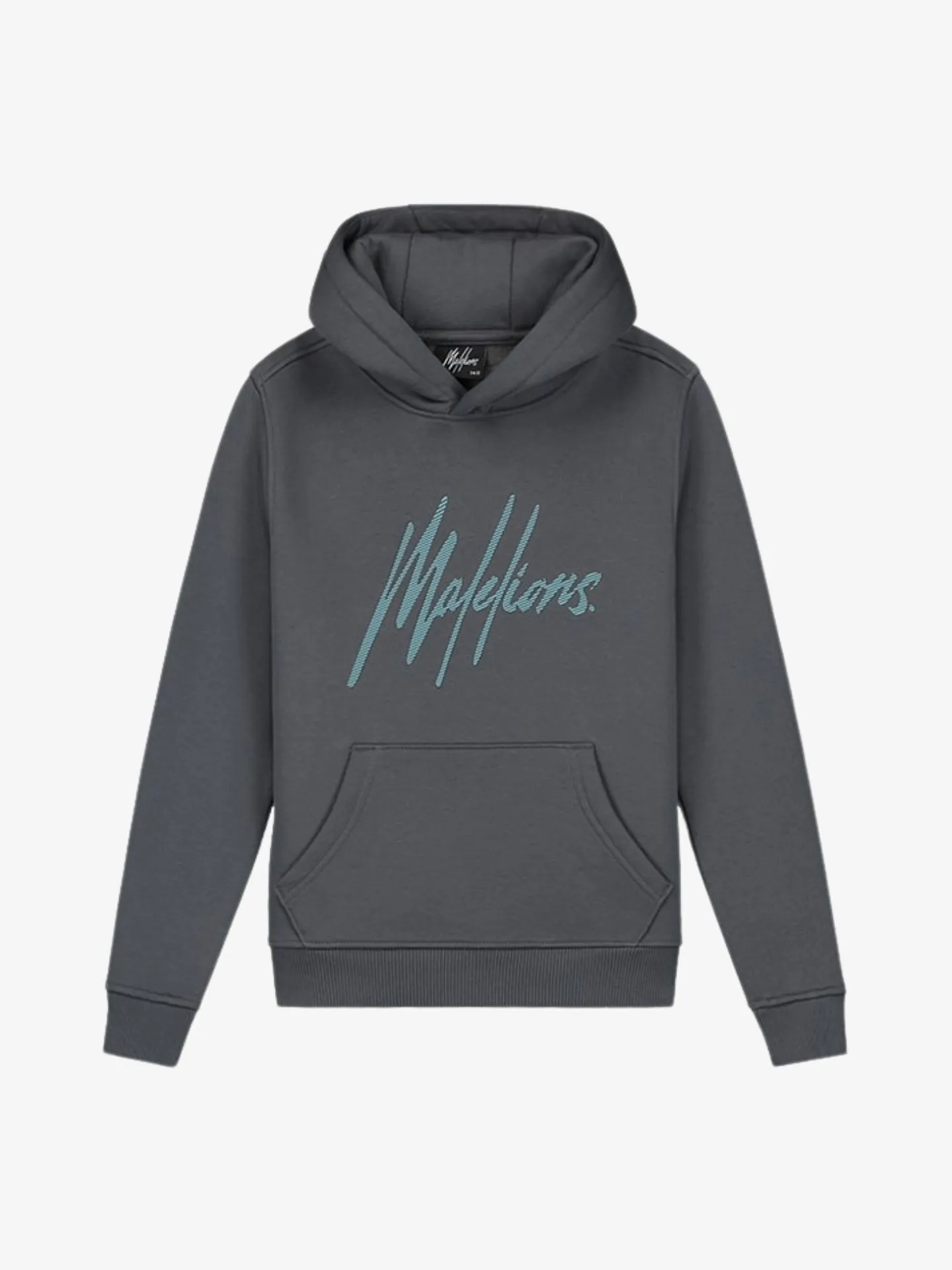 Malelions Jongens hoodie striped signature dark grey ice blue