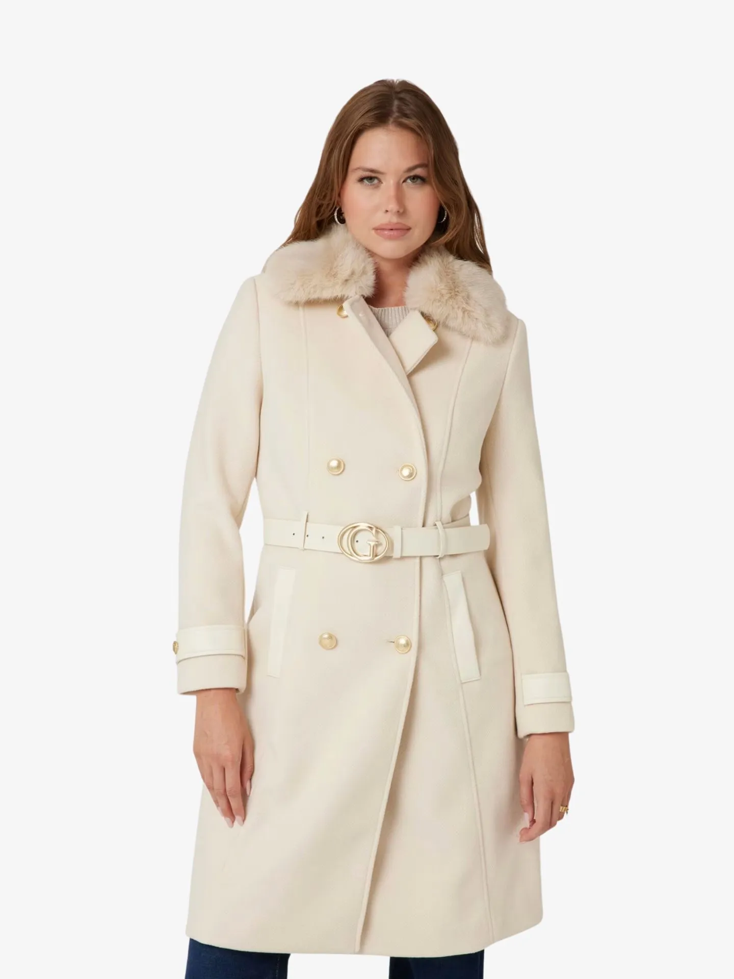 Guess Dames lange winterjas amelia double breast