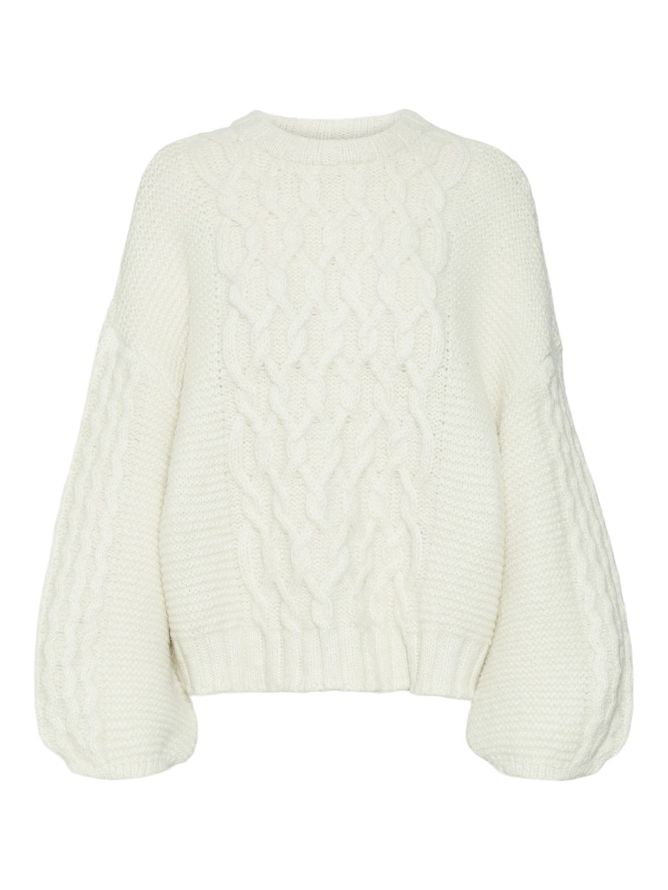 Vero Moda Vmnewsvea ls oneck oversize pullover ecru