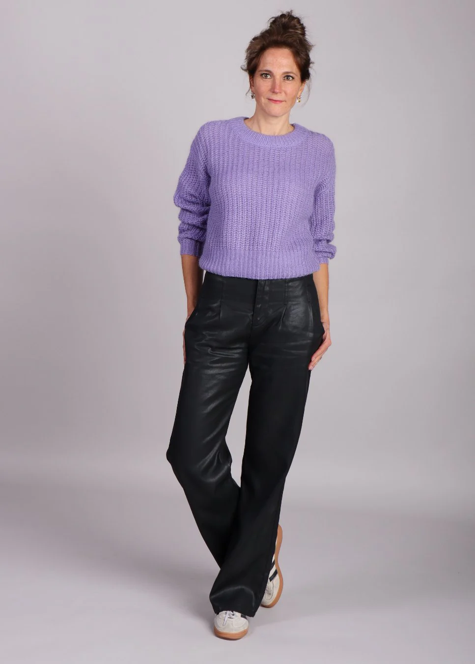 Homage to Denim E flowy coated pleated jeans