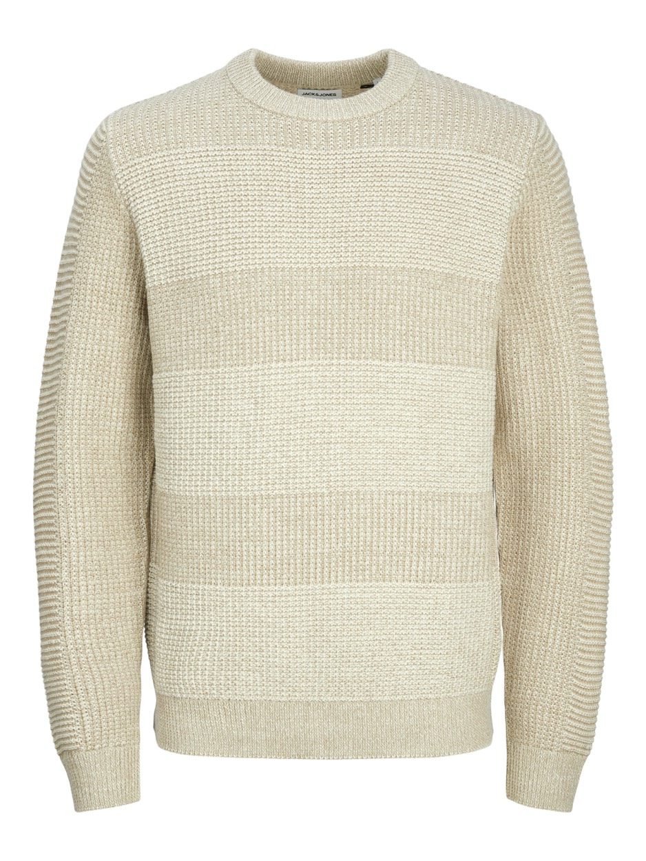 Jack & Jones Jjhugo knit crew neck zand