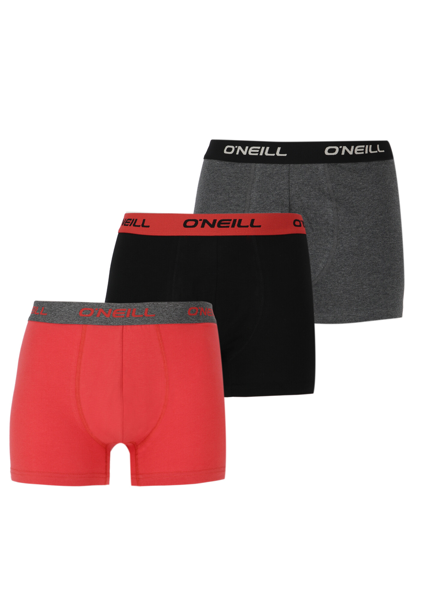 O'Neill Heren boxershorts trunks rood/grijs/zwart 3-pack
