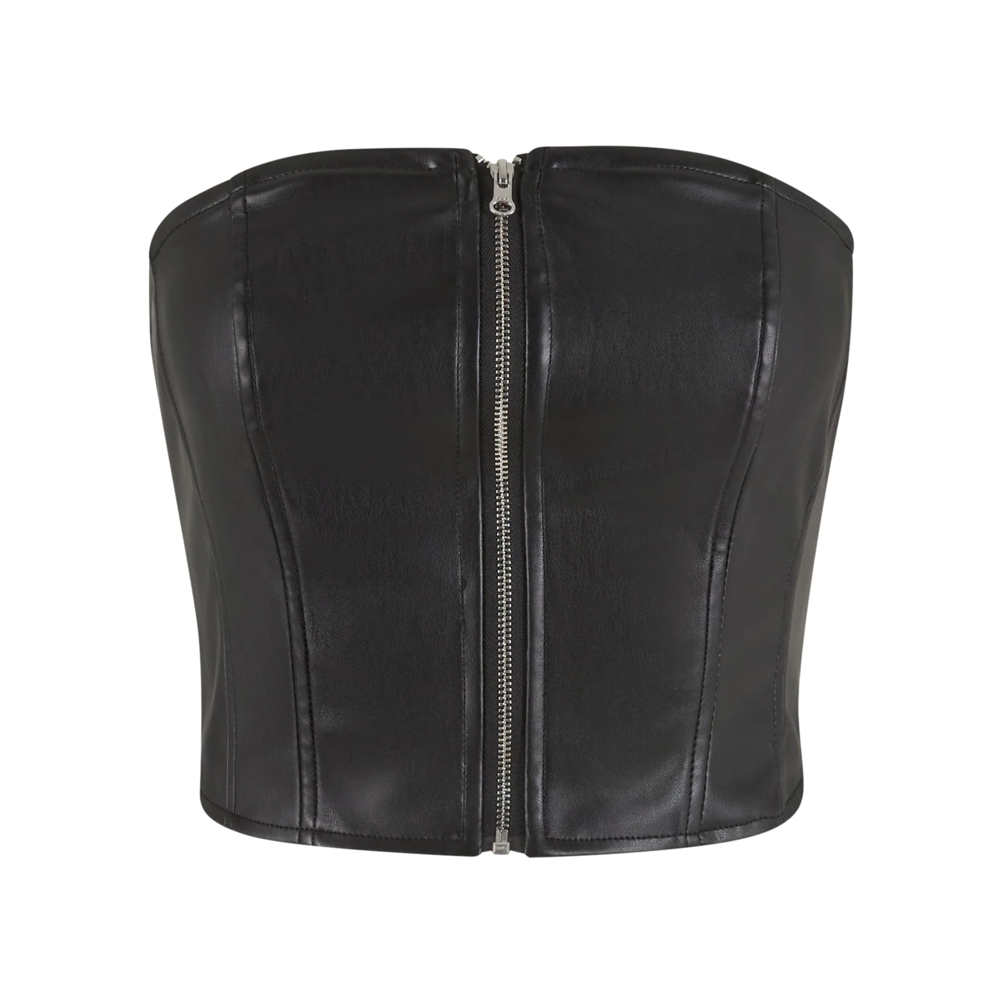 Urban Classics Dames bandeau top van synthetisch leer