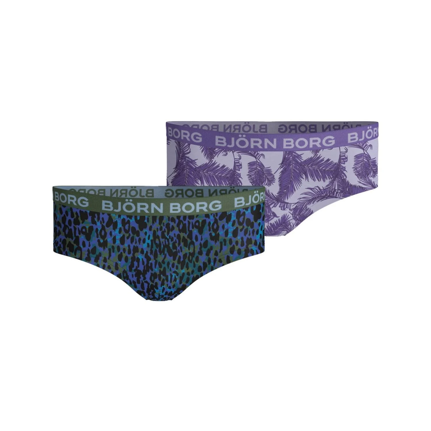 Björn Borg Björn borg meisjes hipster 2-pack – panterprint & bladeren – stretch katoen