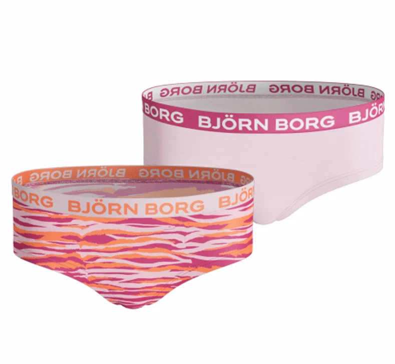 Björn Borg Björn borg meisjes hipster 2-pack – roze & zebra – stretch katoen
