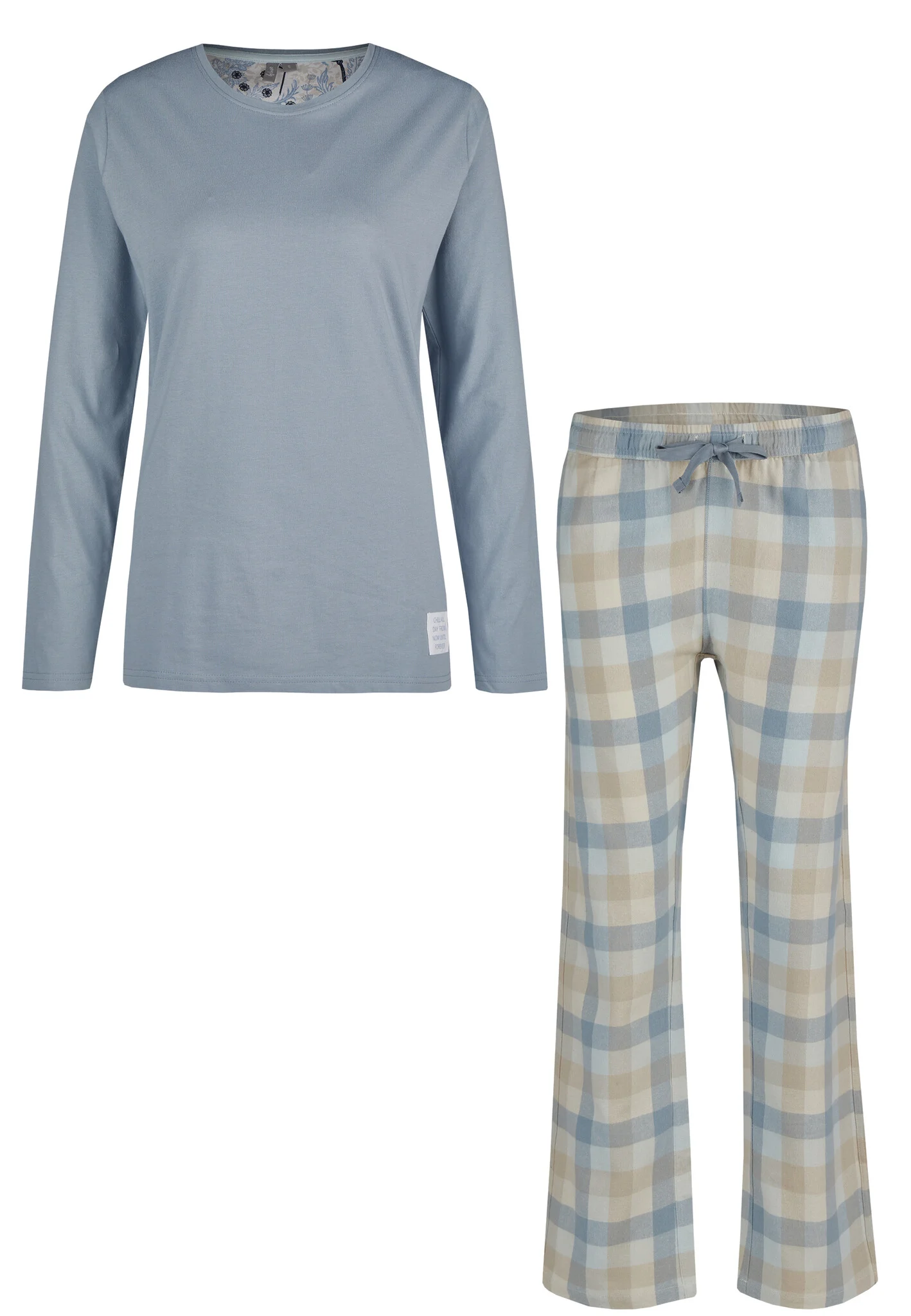 By Louise Dames pyjama set lang flanel geruit