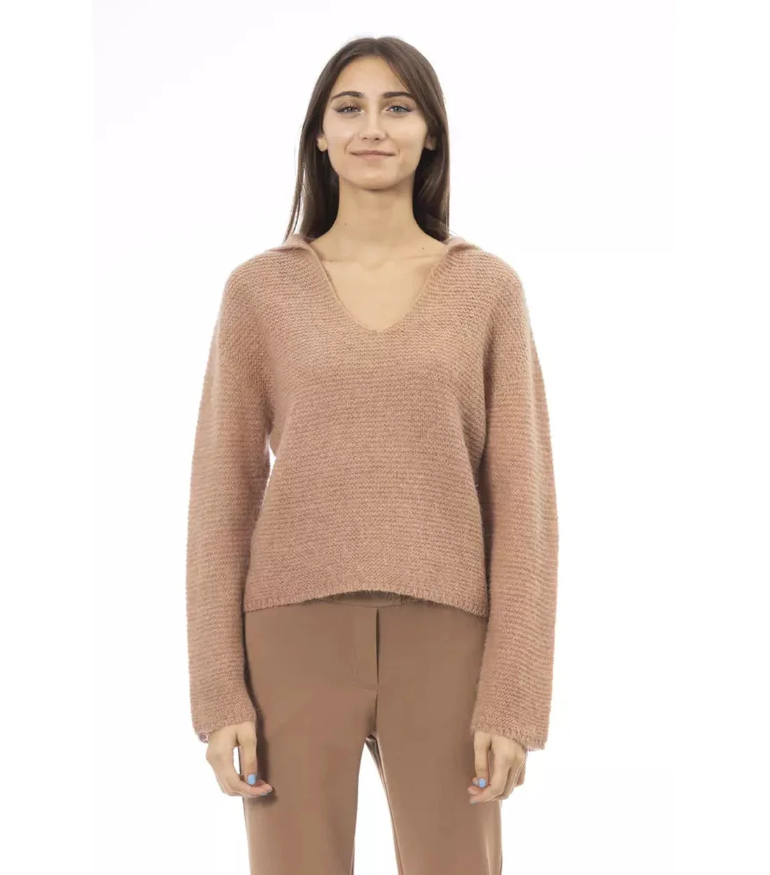 Alpha Studio Merino wol dames trui met v-hals