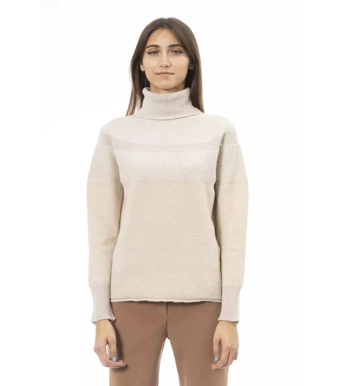 Alpha Studio Alpaca dames trui met col