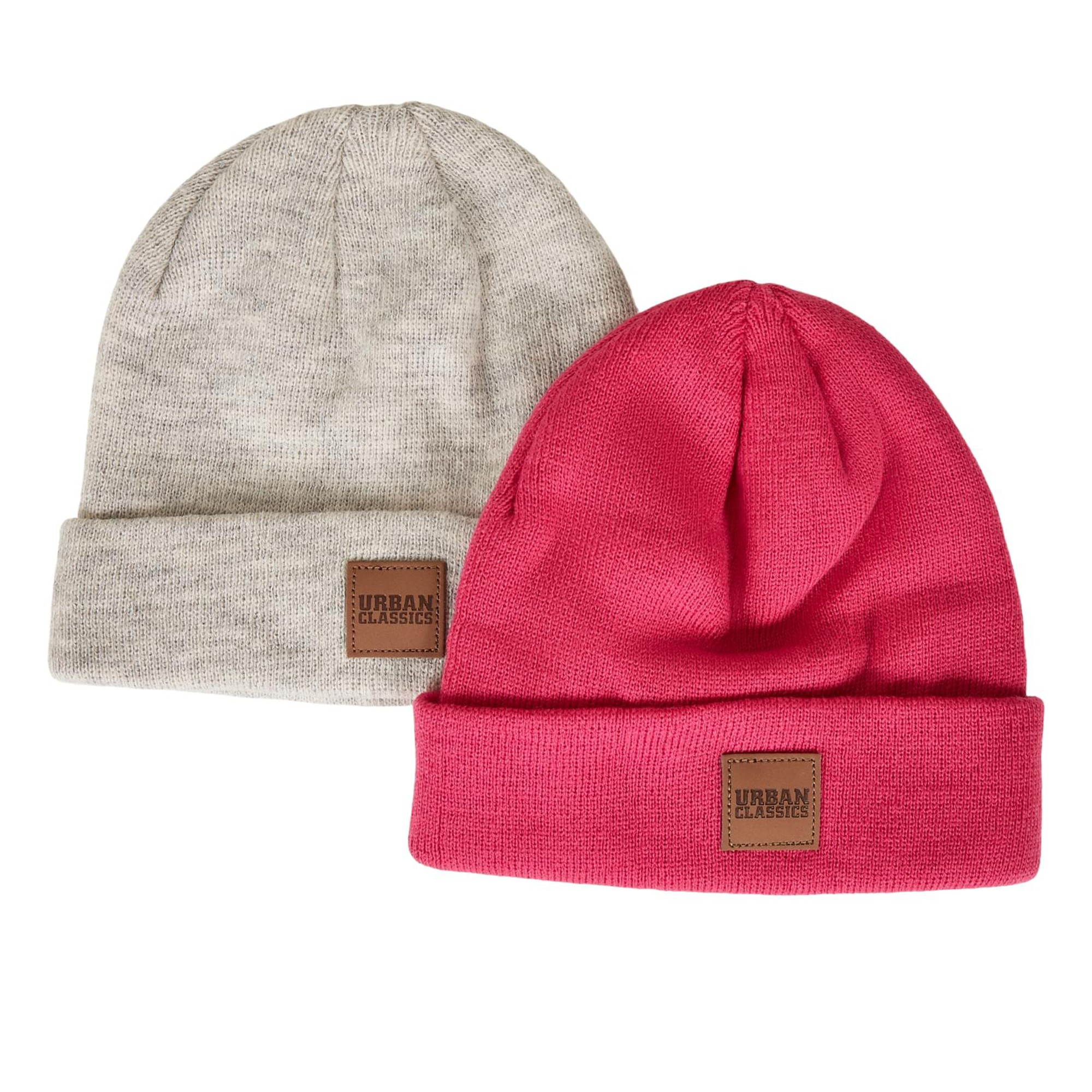 Urban Classics Childrens/kids patch leather patch logo beanie (set van 2)