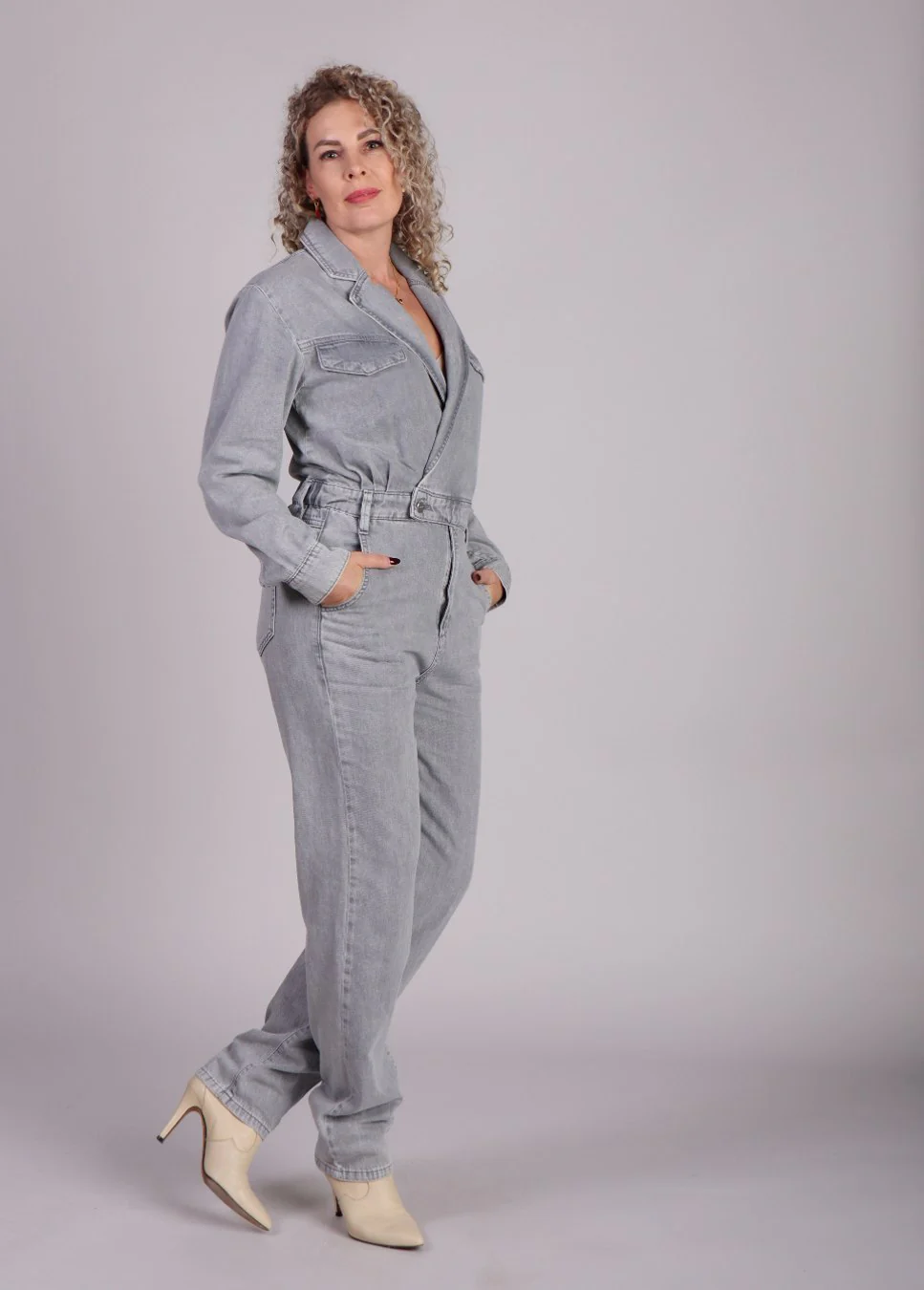 Homage to Denim Denim cross over jumpsuit