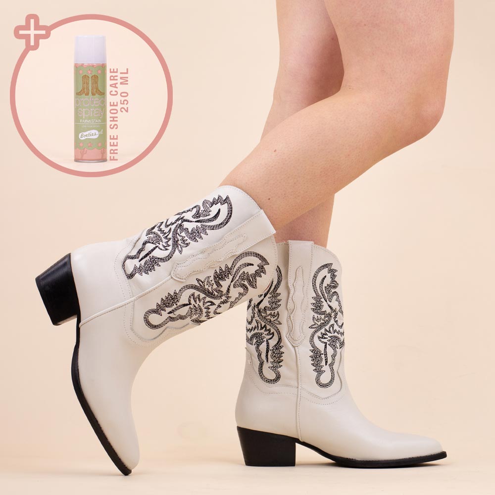 DWRS Label Laarsjes 261280 brady offwhite dames maat: leer