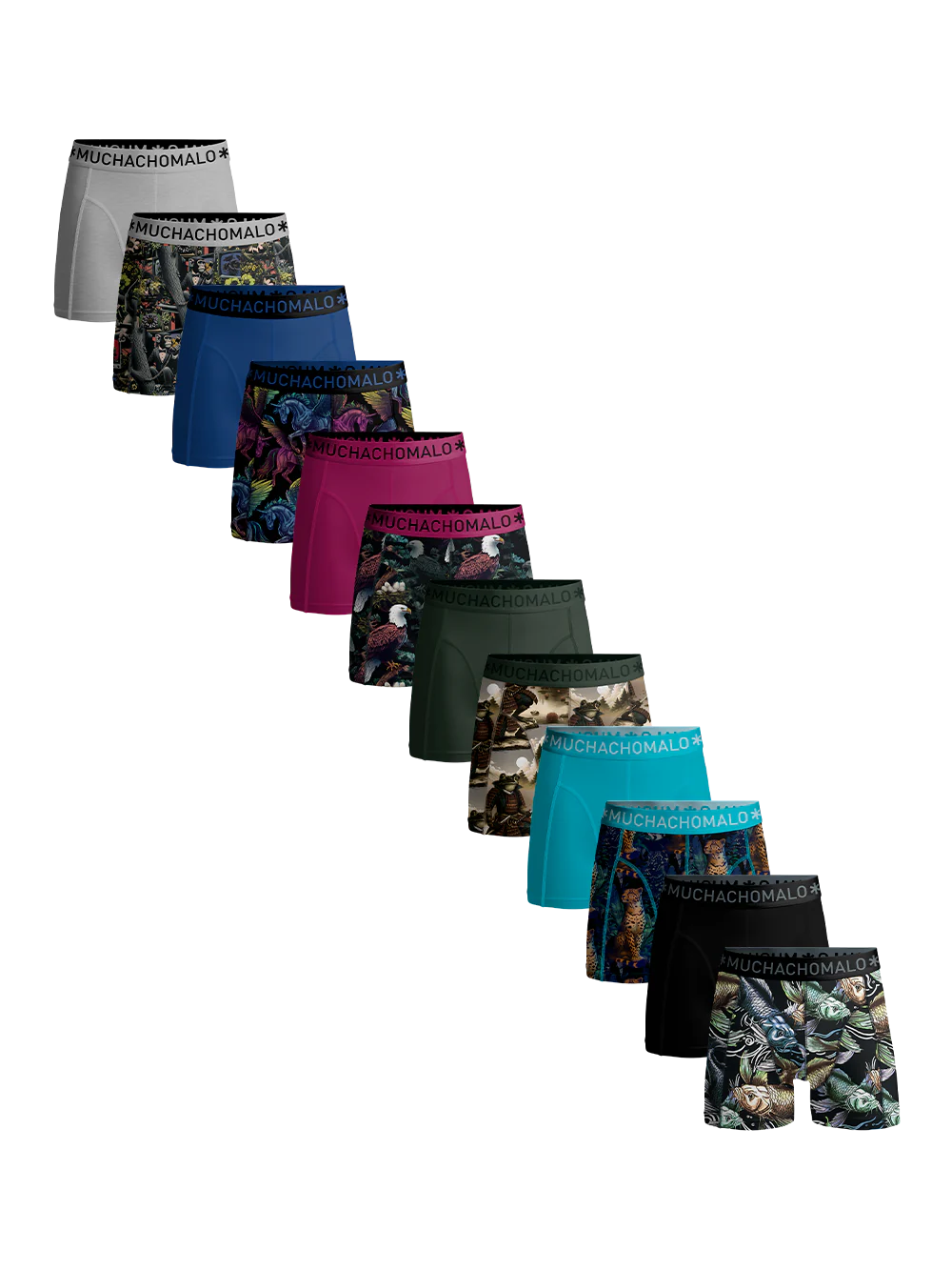 Muchachomalo Heren 12-pack boxershorts print/effen