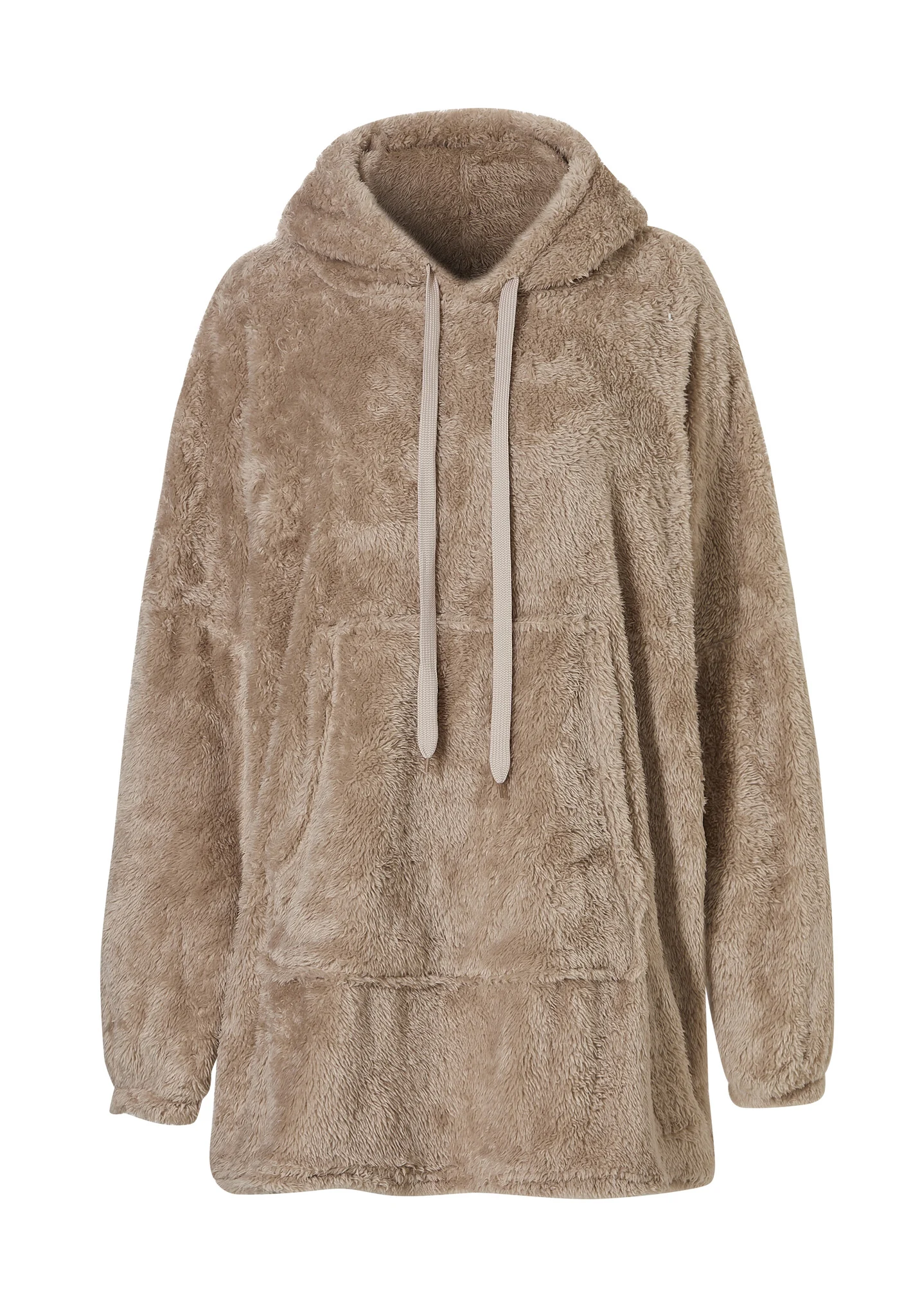 Apollo Dames huggle fleece hoodie loungewear incl capuchon taupe