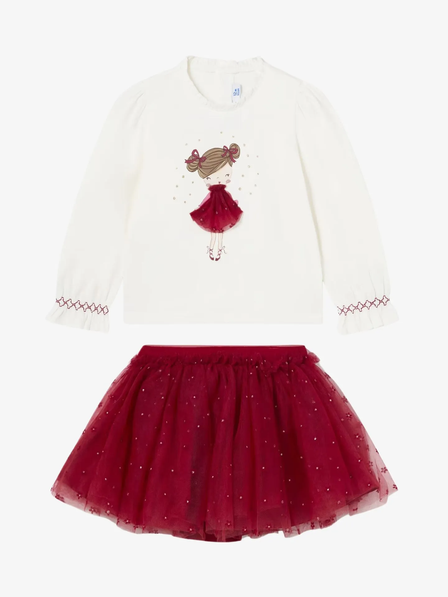 Mayoral Meisjes set rok tulle natural cherry