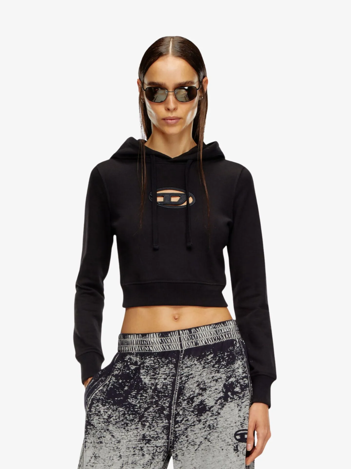 Diesel Dames hoodie f-slimmy-hood-od zwart