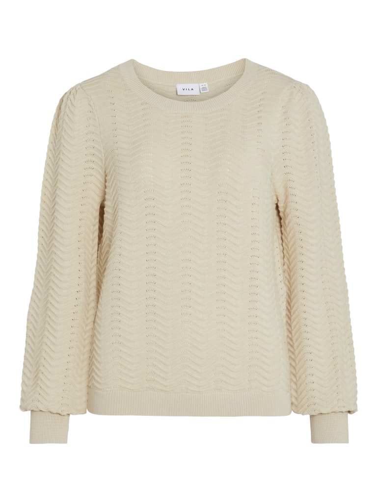 Vila vibelena l/s open o-neck knit top/t 14099677 birch