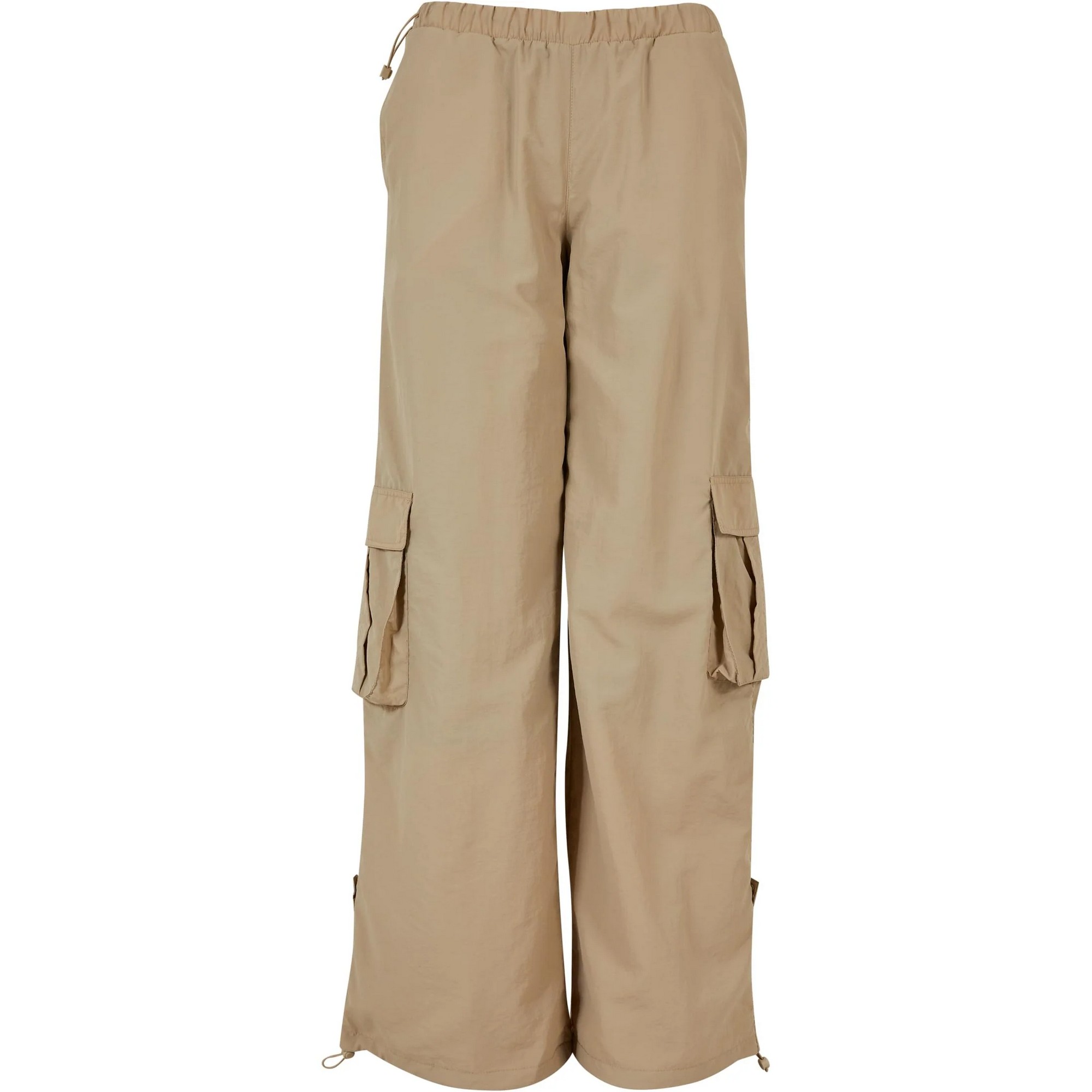 Urban Classics Dames nylon gekreukelde wijde cargo broek