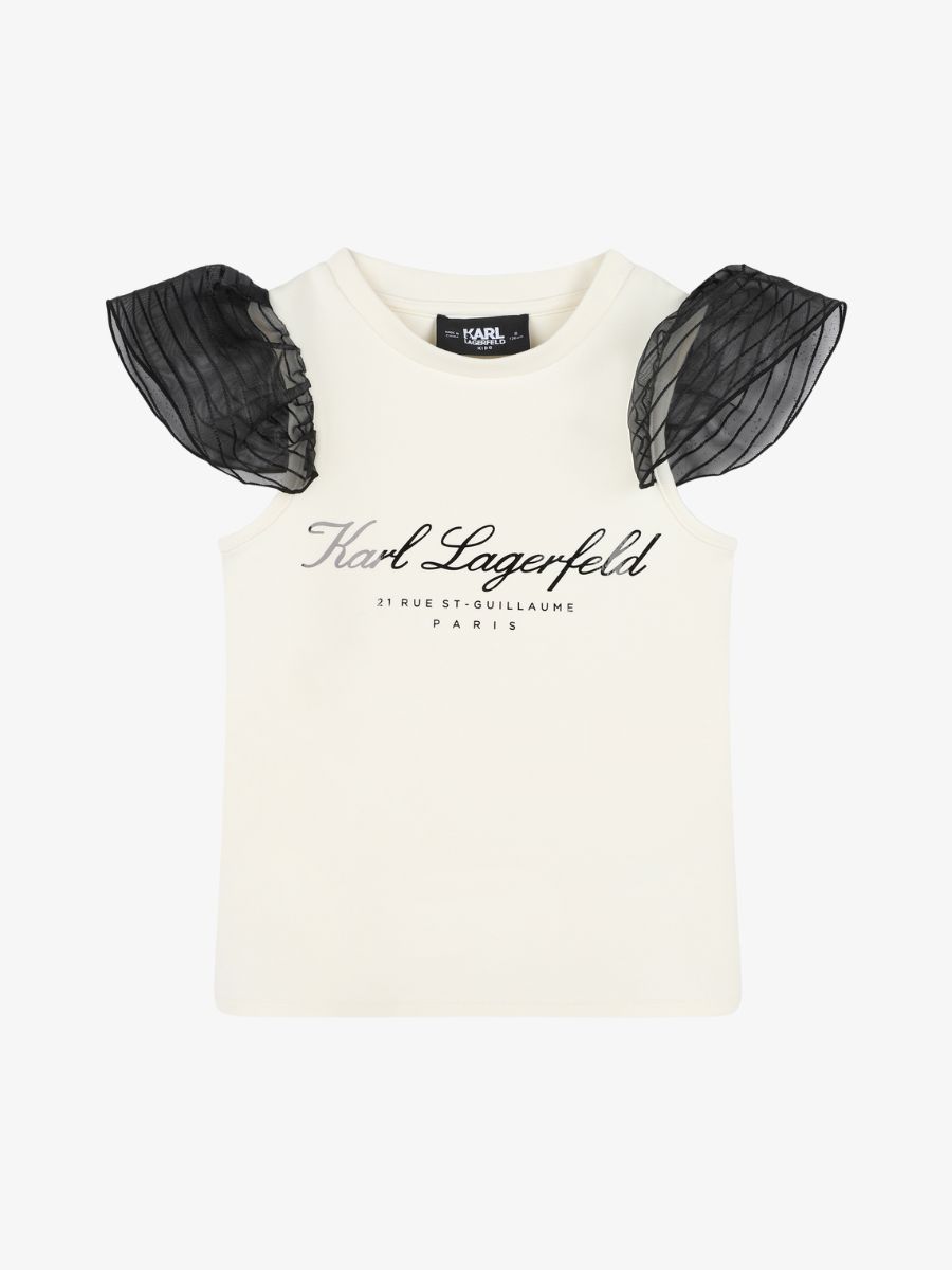 Karl Lagerfeld Meisjes shirt ecru zwart