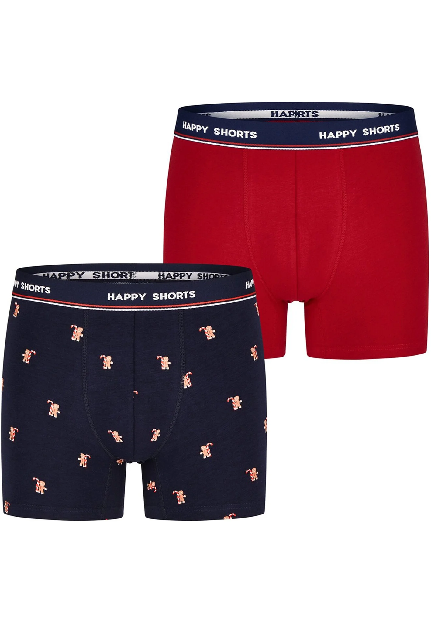 Happy Shorts Kinder boxershorts jongens kerst print 2-pack gingerbread men