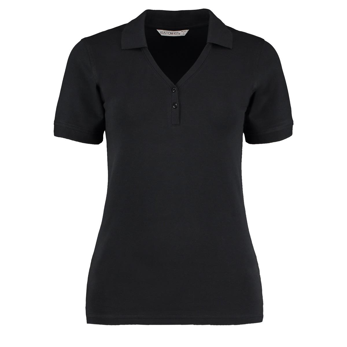 Kustom Kit Dames sophia comfortec v-hals poloshirt met korte mouwen