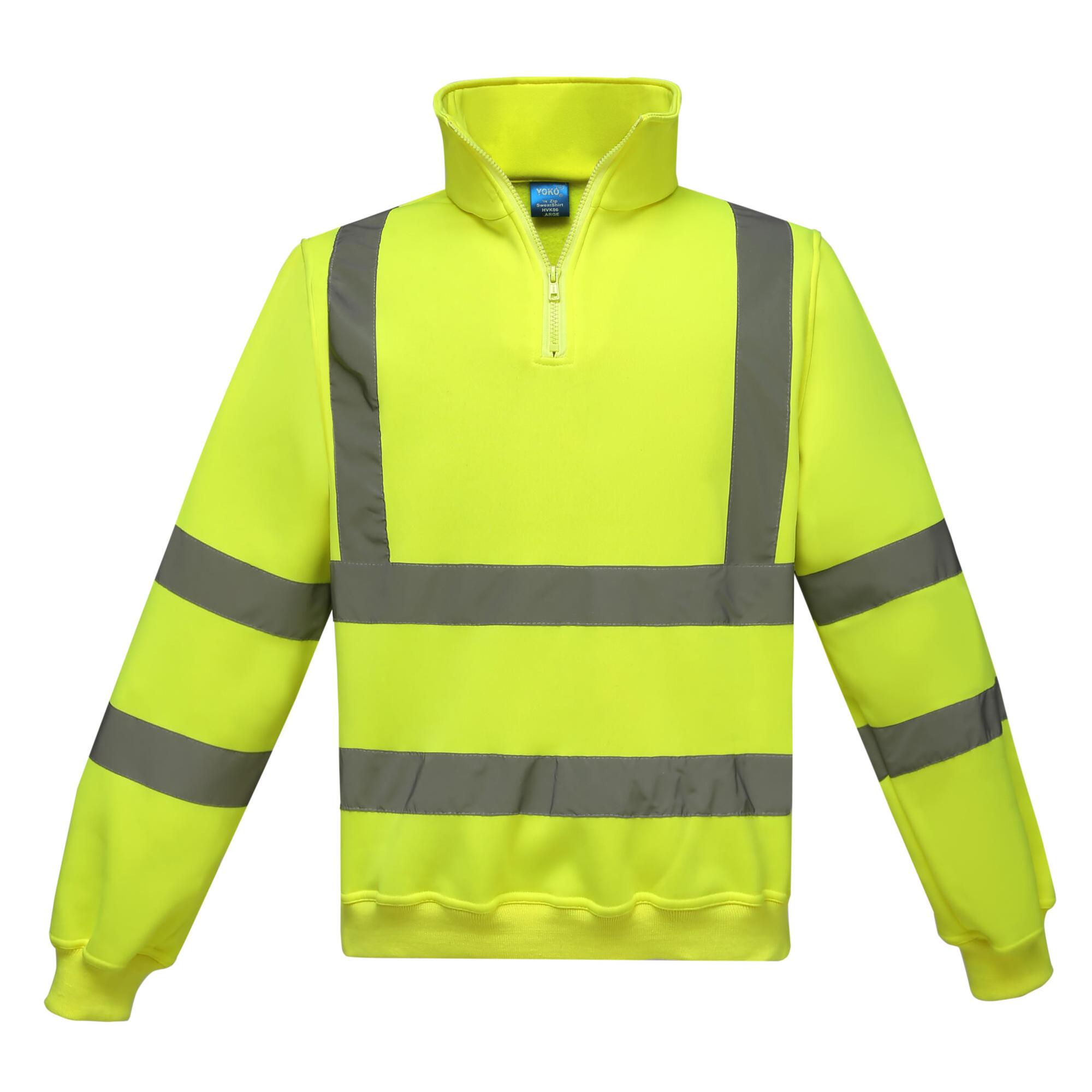 Yoko Uniseks hi-vis sweatshirt met kwartrits voor volwassenen