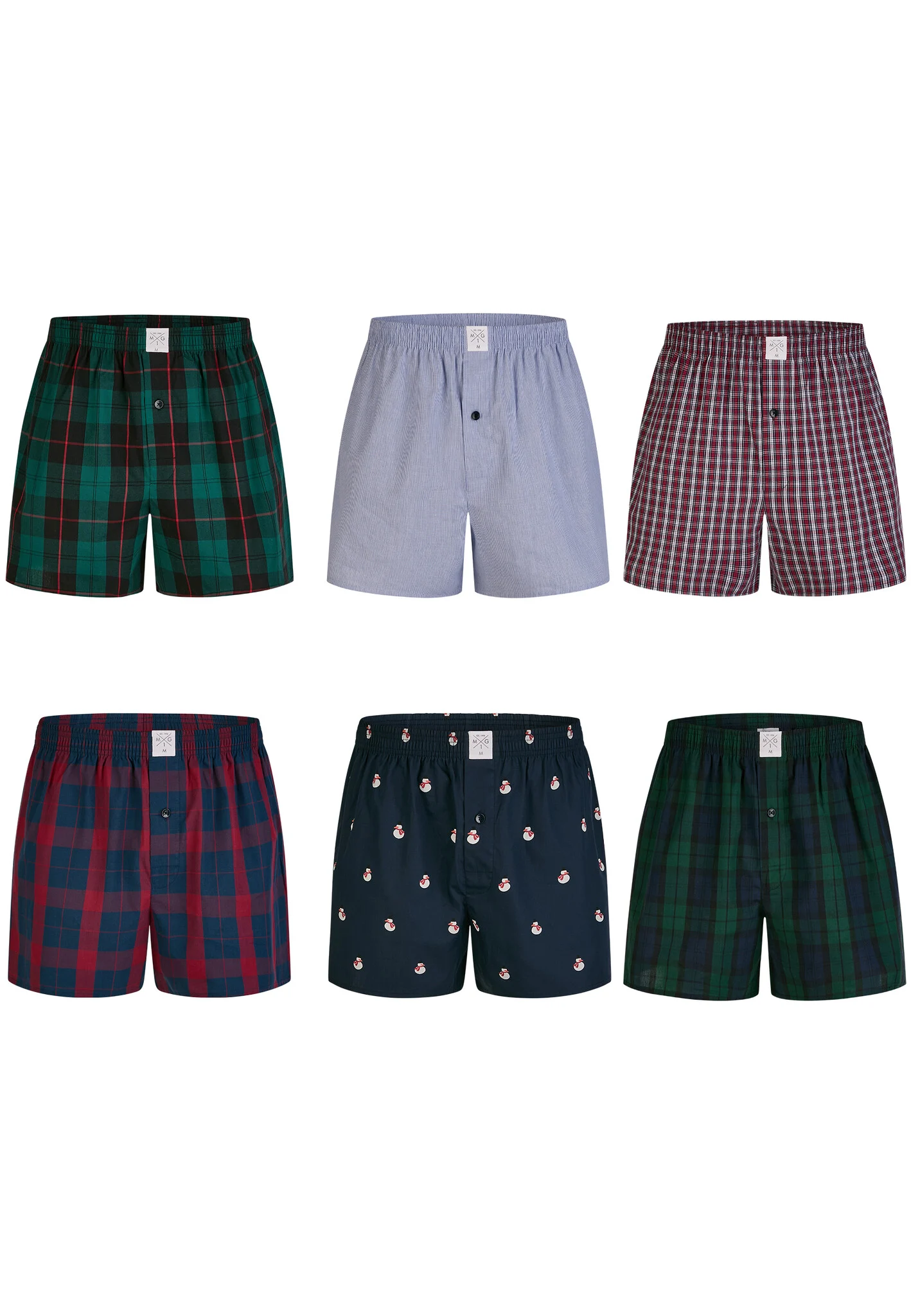 MG-1 Wijde boxershorts heren 6-pack multipack d415 blauw/rood/groen