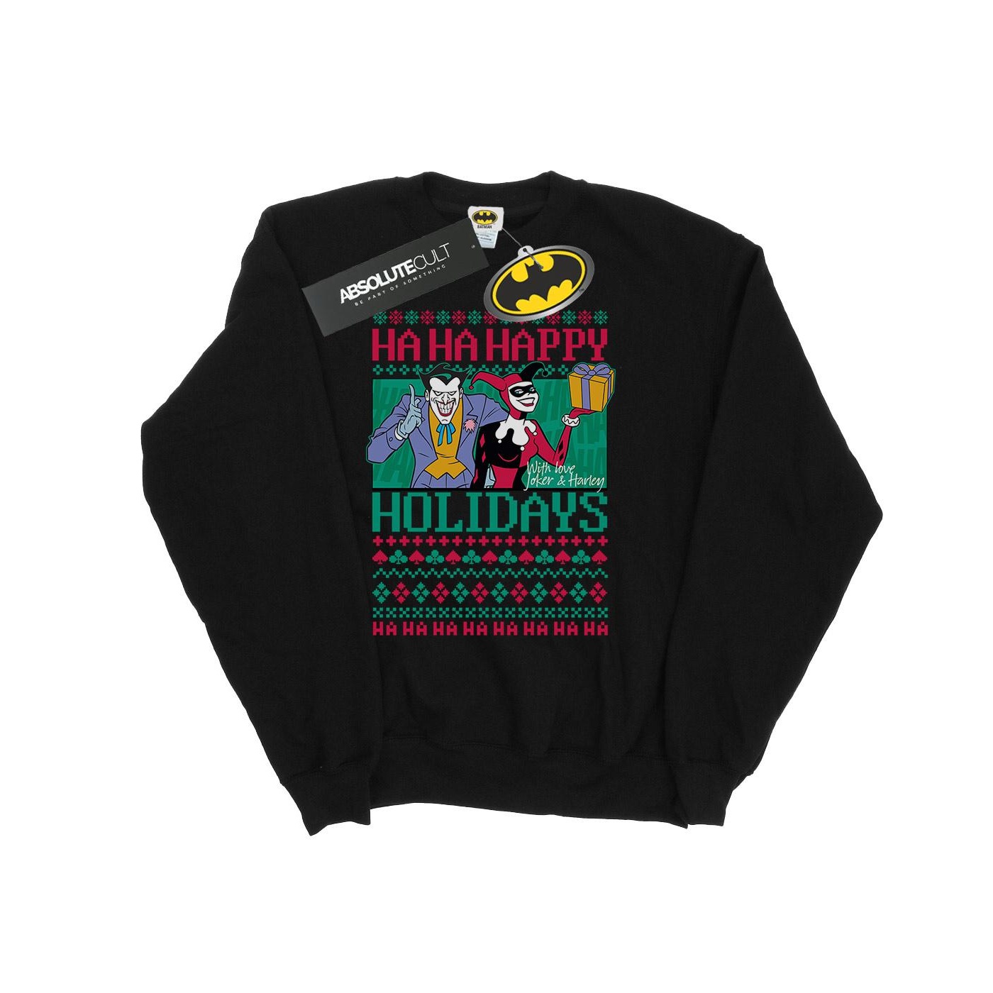 DC Comics Dames joker en harley quinn ha ha gelukkige feestdagen sweatshirt