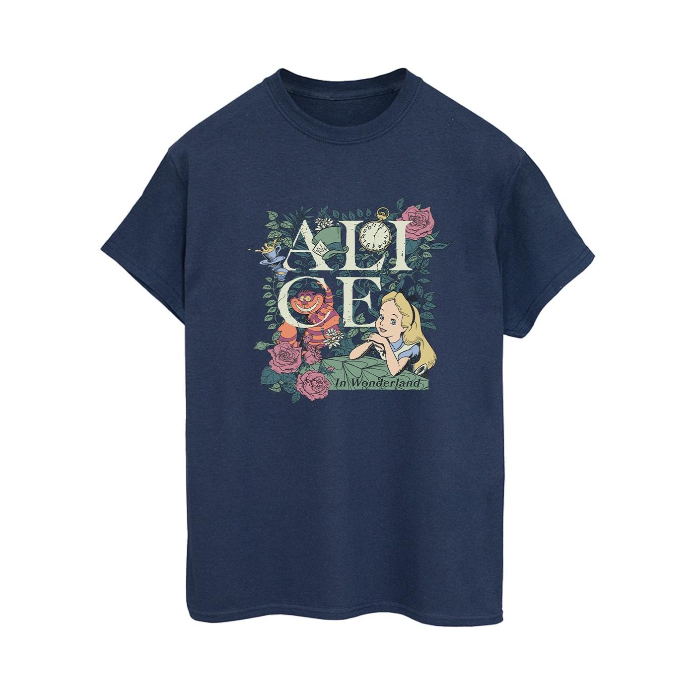 Li-cense Disney dames alice in wonderland leafy garden boyfriend t-shirt