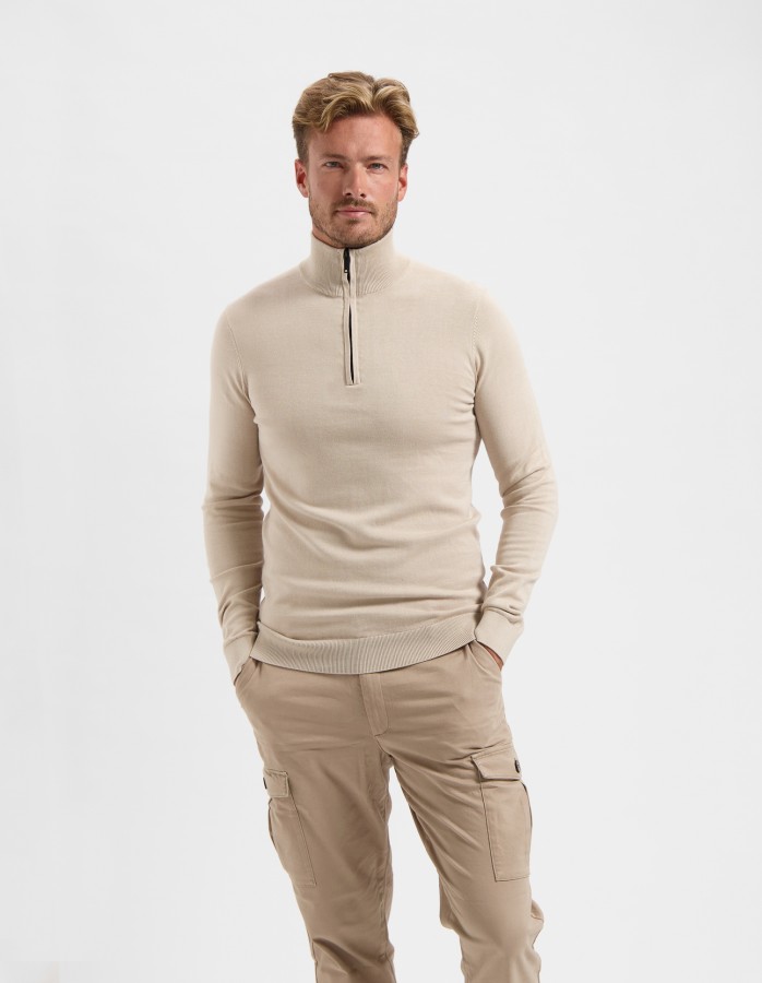 Saint Steve Cas 19480 20007 sand heren trui half zip