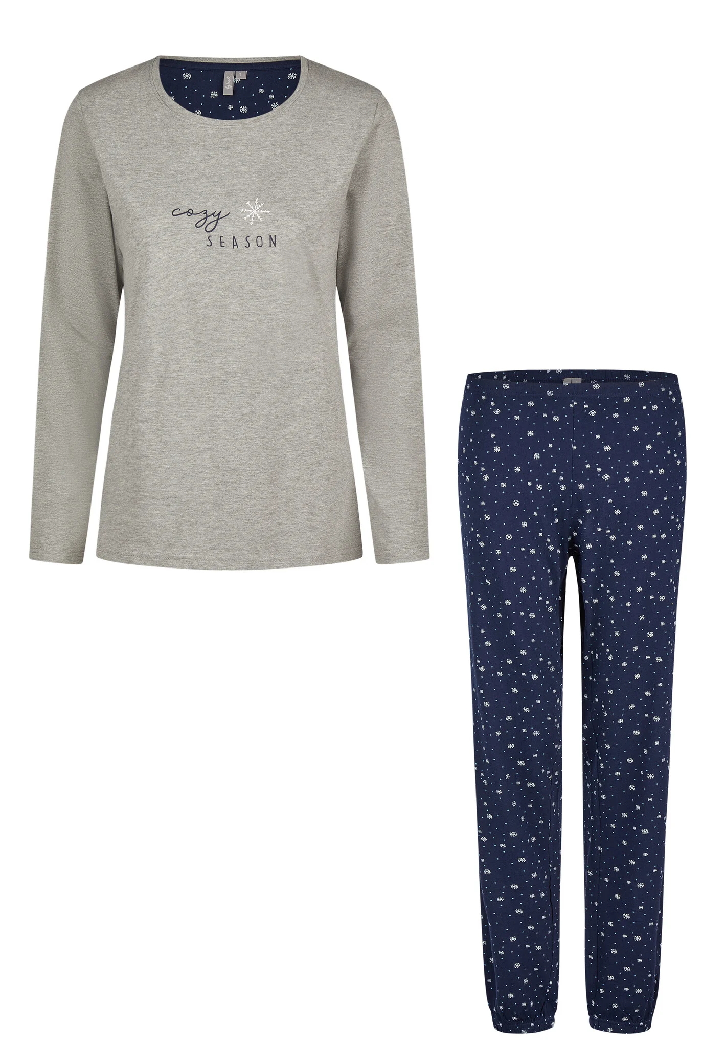 By Louise Dames pyjama set lang katoen grijs