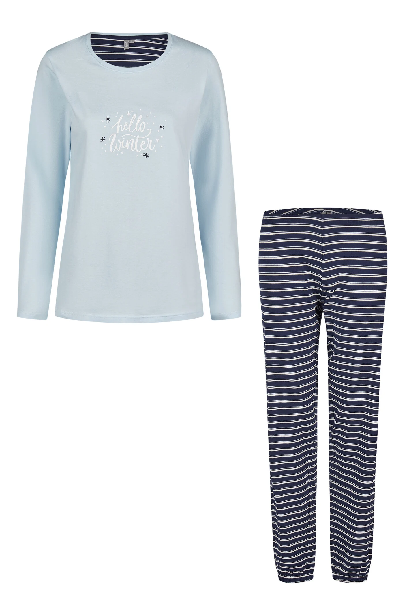 By Louise Dames pyjama set lang katoen lichtblauw