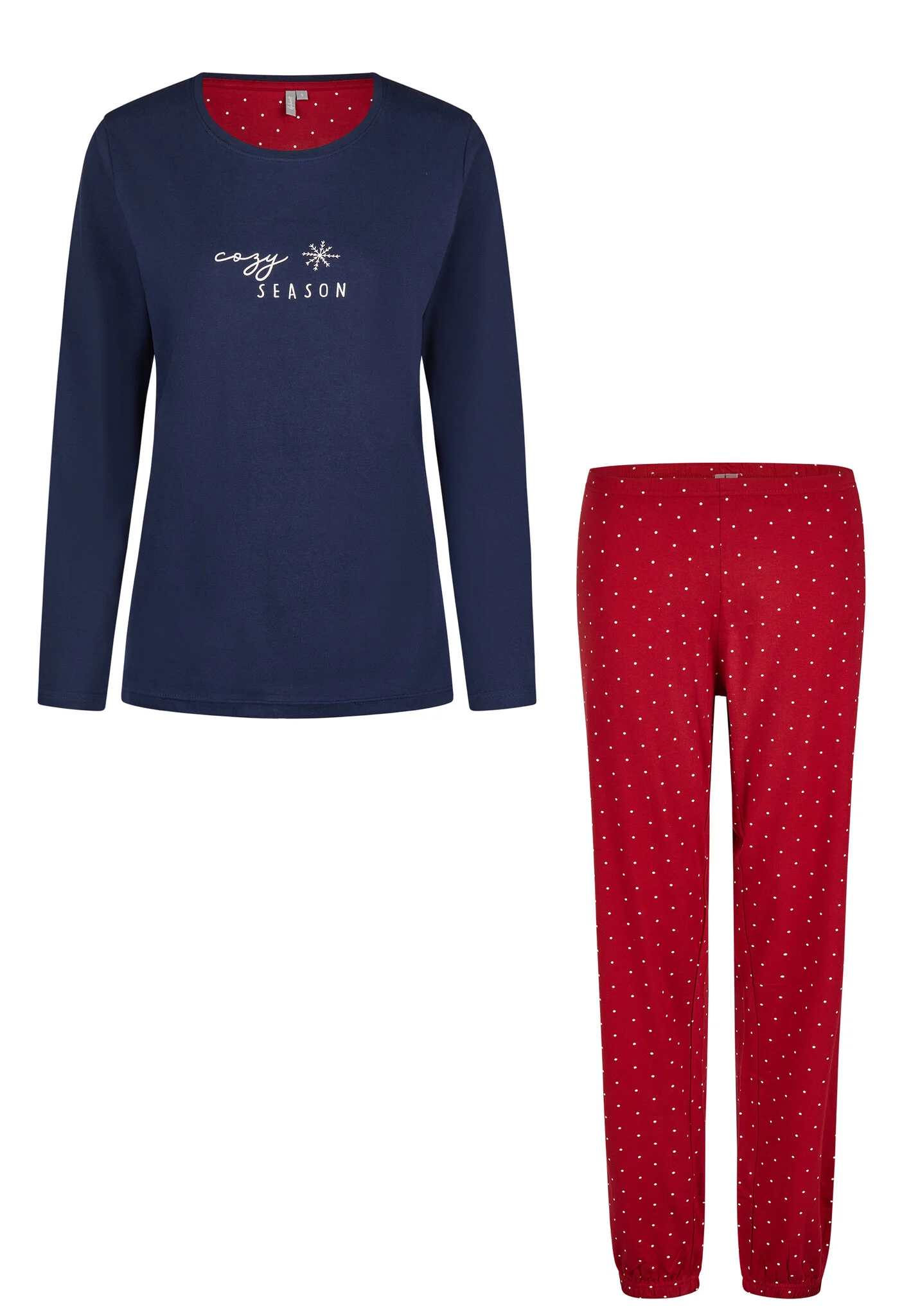 By Louise Dames pyjama set lang katoen blauw