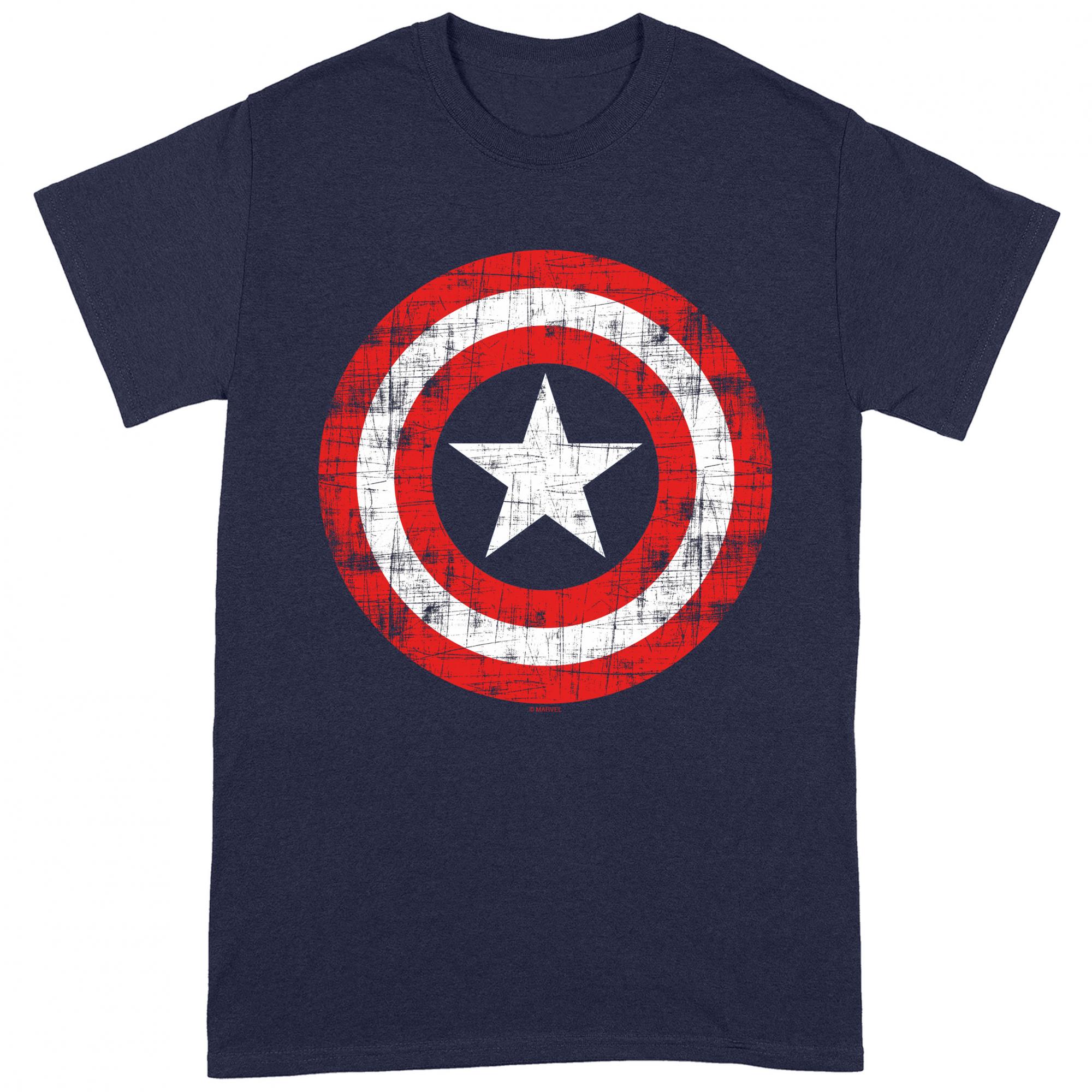 Li-cense Captain america unisex volwassenen gekrast schild t-shirt