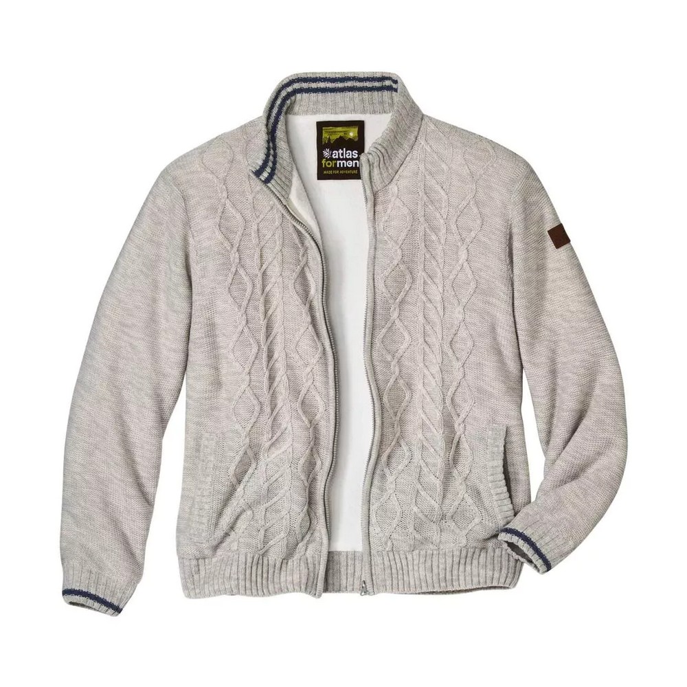 Atlas For Men Heren kabelgebreide fleece gevoerde jas