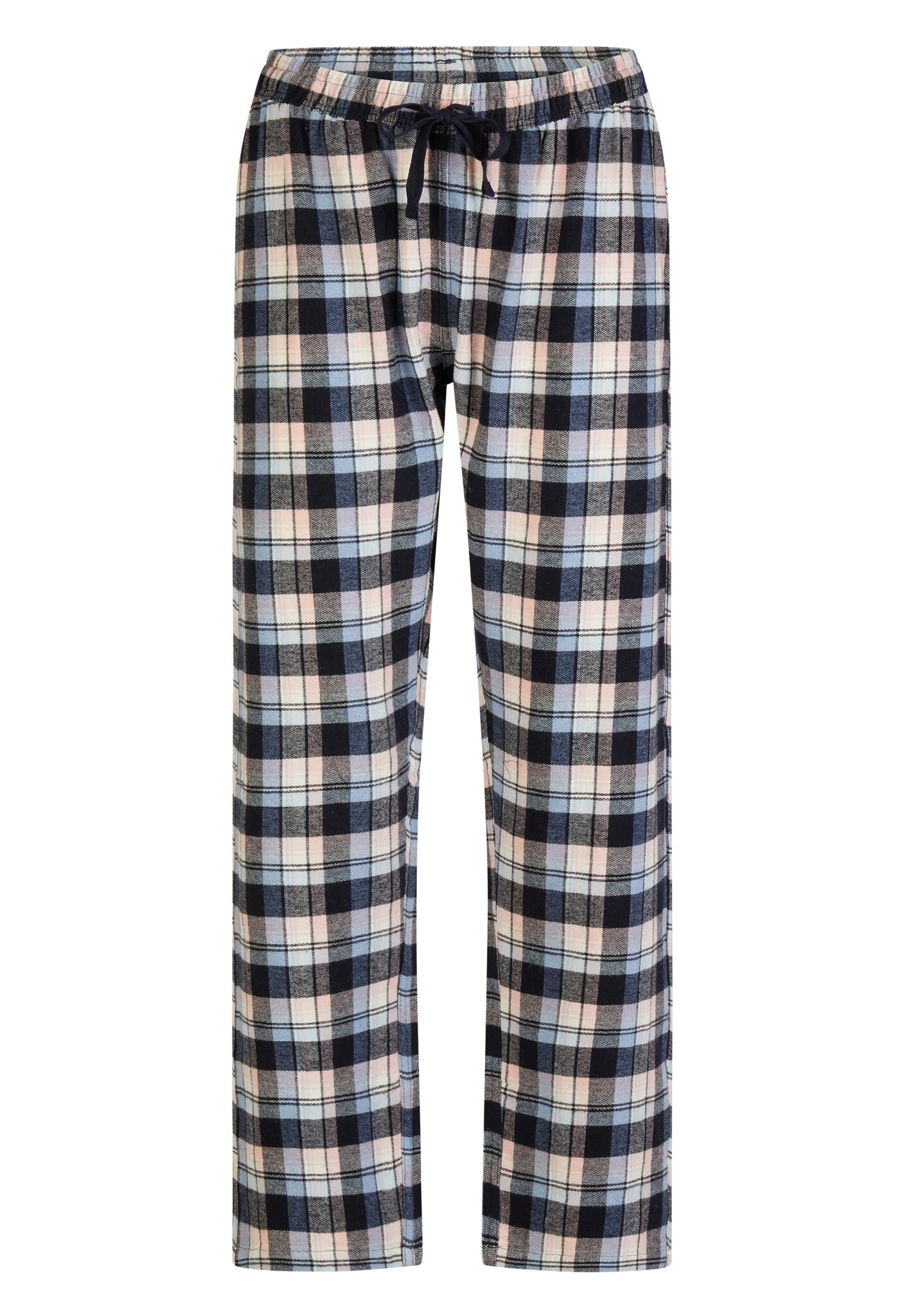 By Louise Dames pyjamabroek geruit flanel grijs/roze