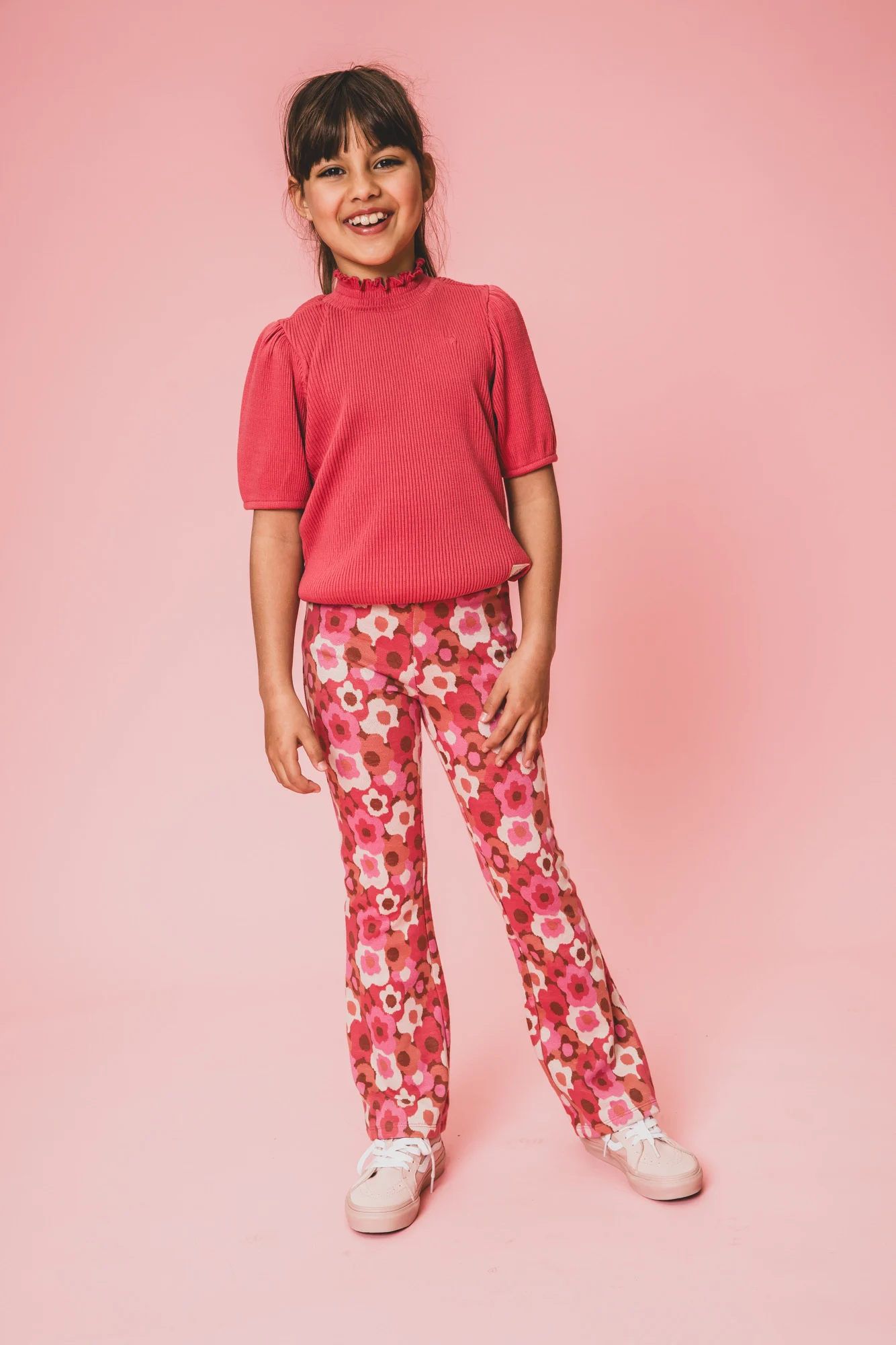 Looxs Revolution Fancy rib top pink punch voor meisjes in de kleur