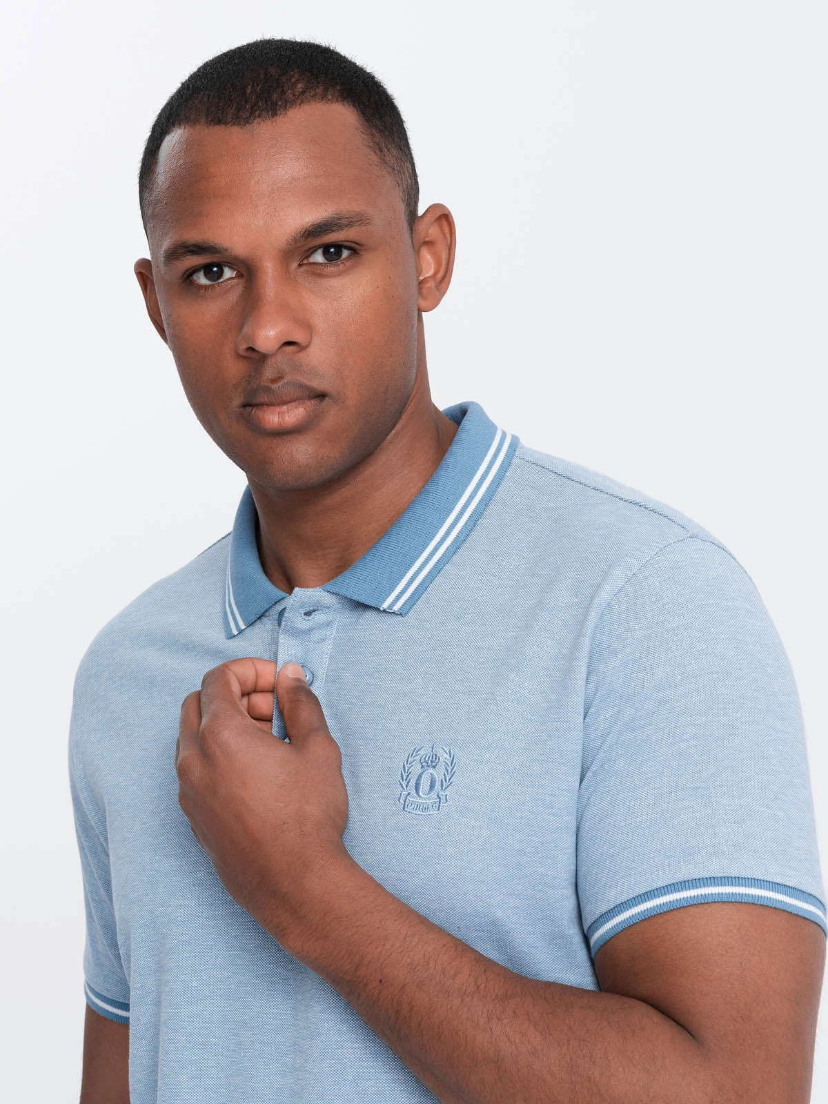 Ombre Poloshirt heren korte mouw blue melange 0109-blm