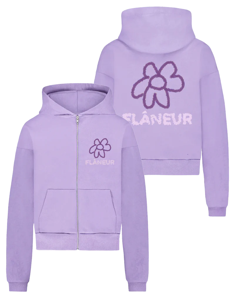 Flaneur Homme Heren flower doodle zip-up hoodie